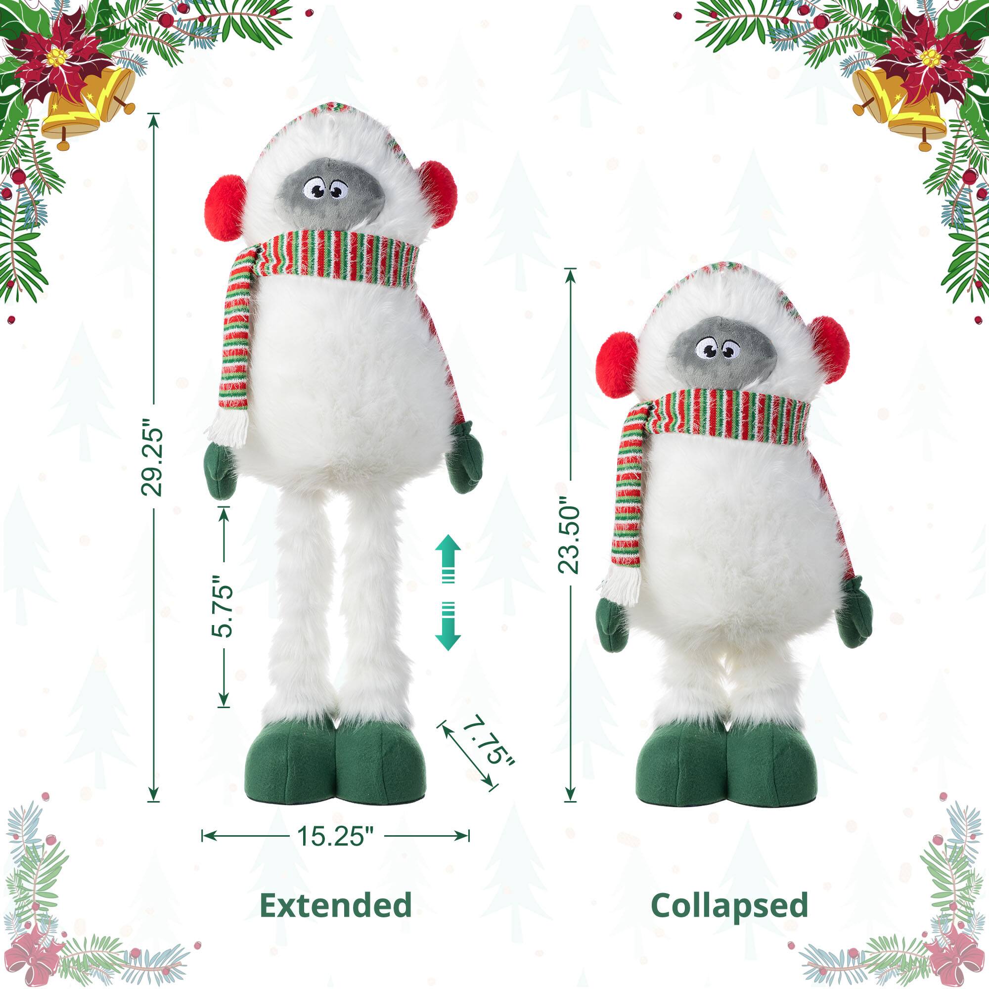 Glitzhome® 29"H Christmas Fabric Yeti With Telescoping Legs