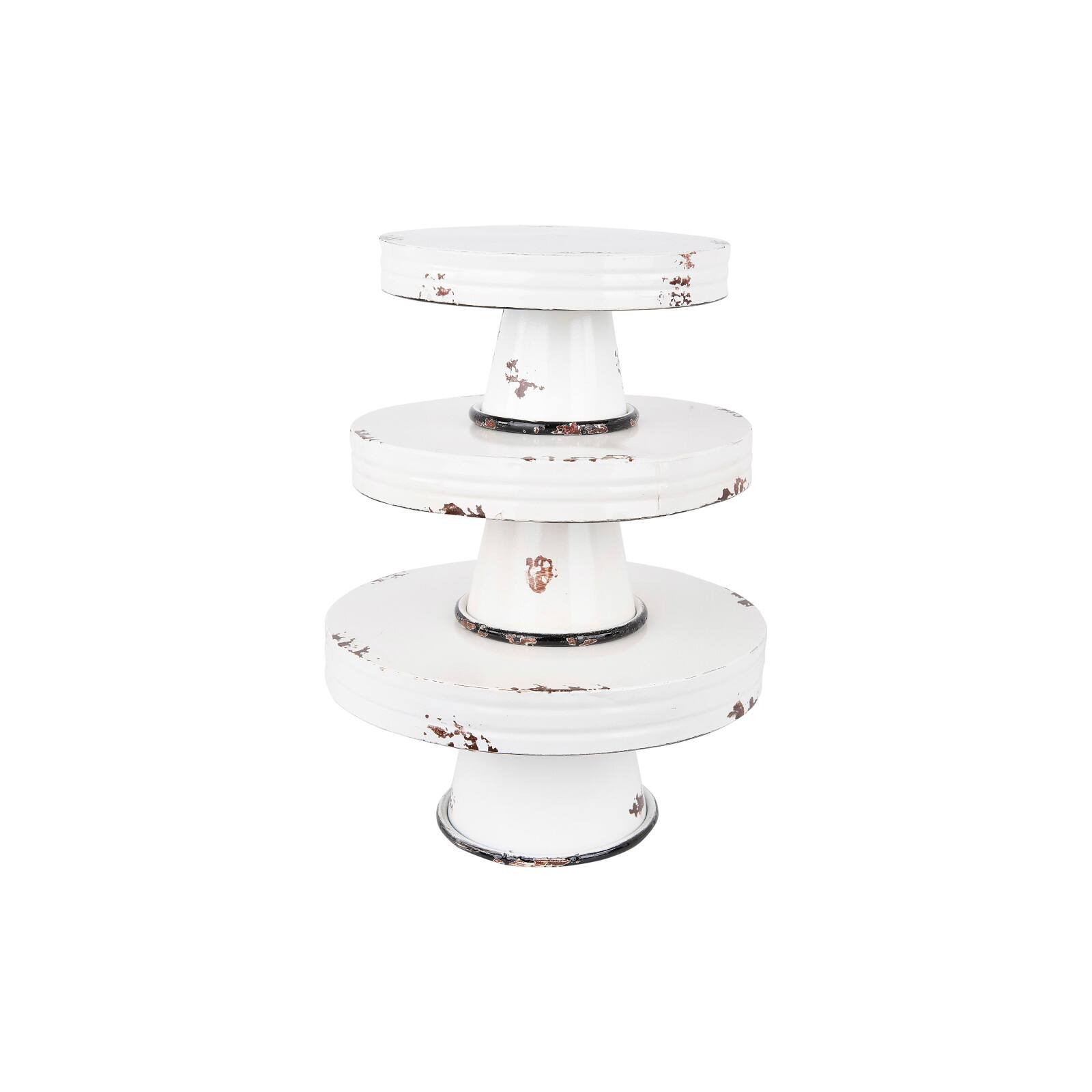 Hello Honey&#xAE; Distressed White Decorative Metal Pedestals