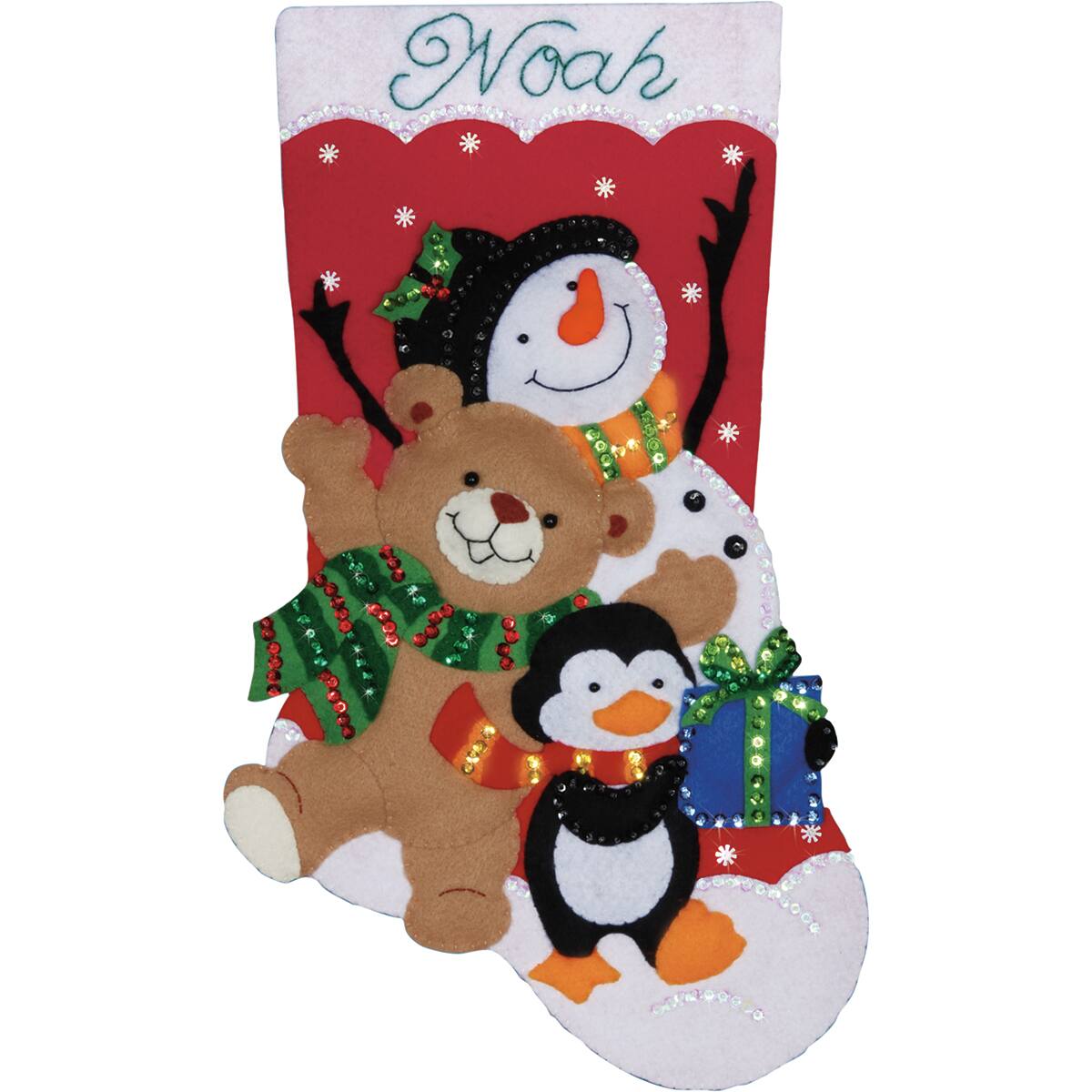 Design Works&#x2122; Holiday Friends 18&#x22; Felt Stocking Applique Kit