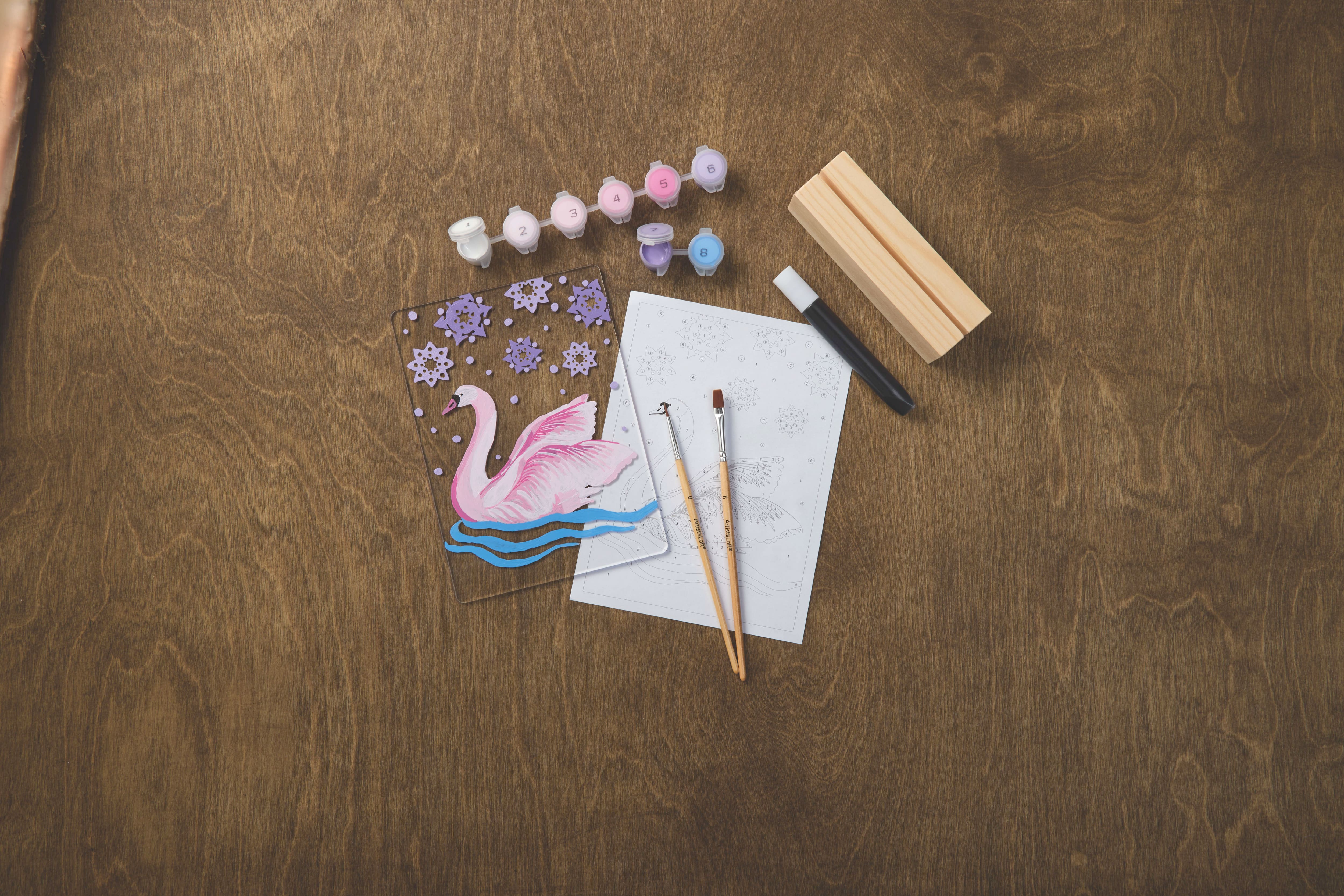 5" x 7" Swan & Snowflakes Paint-by-Number Acrylic Surface Kit by Artist's Loft®