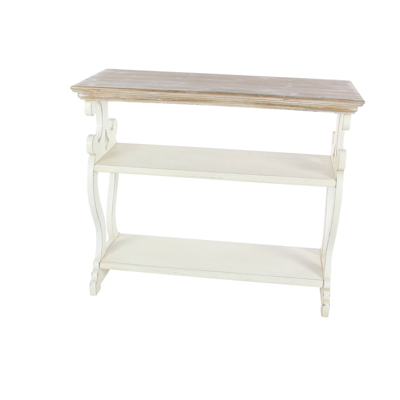 White Farmhouse Wood Console Table, 32" x 38"