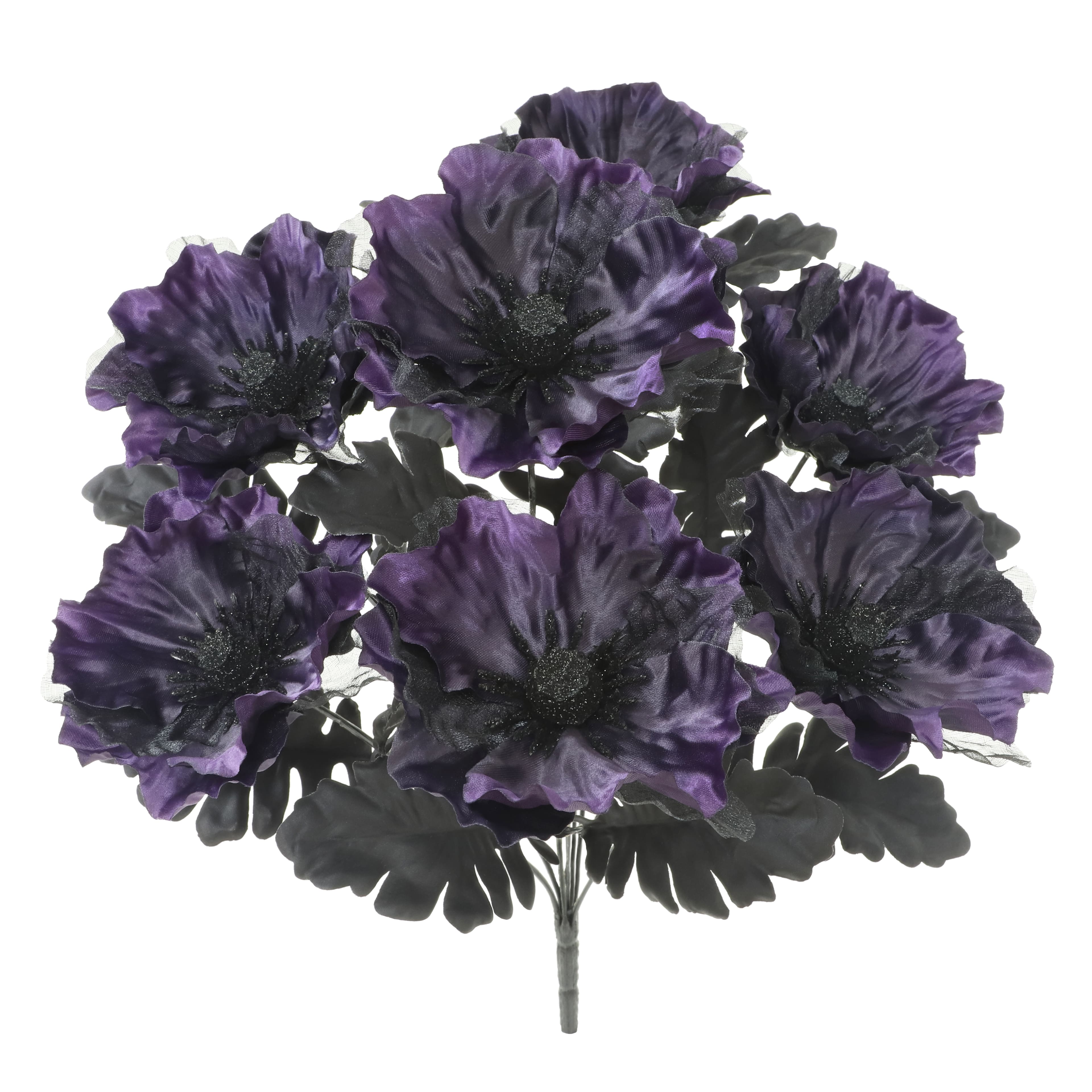 17&#x22; Purple &#x26; Black Poppy Bush by Ashland&#xAE;