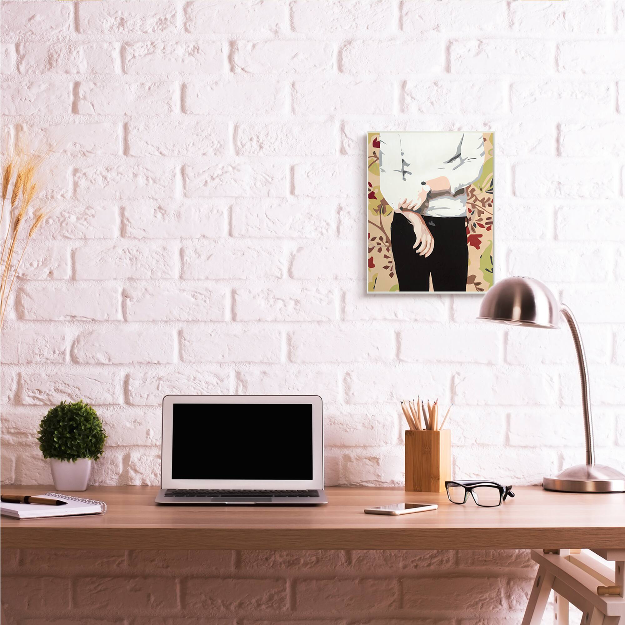 Stupell Industries Glam Man Rolling Up Sleeve over Floral Pattern Wall Plaque