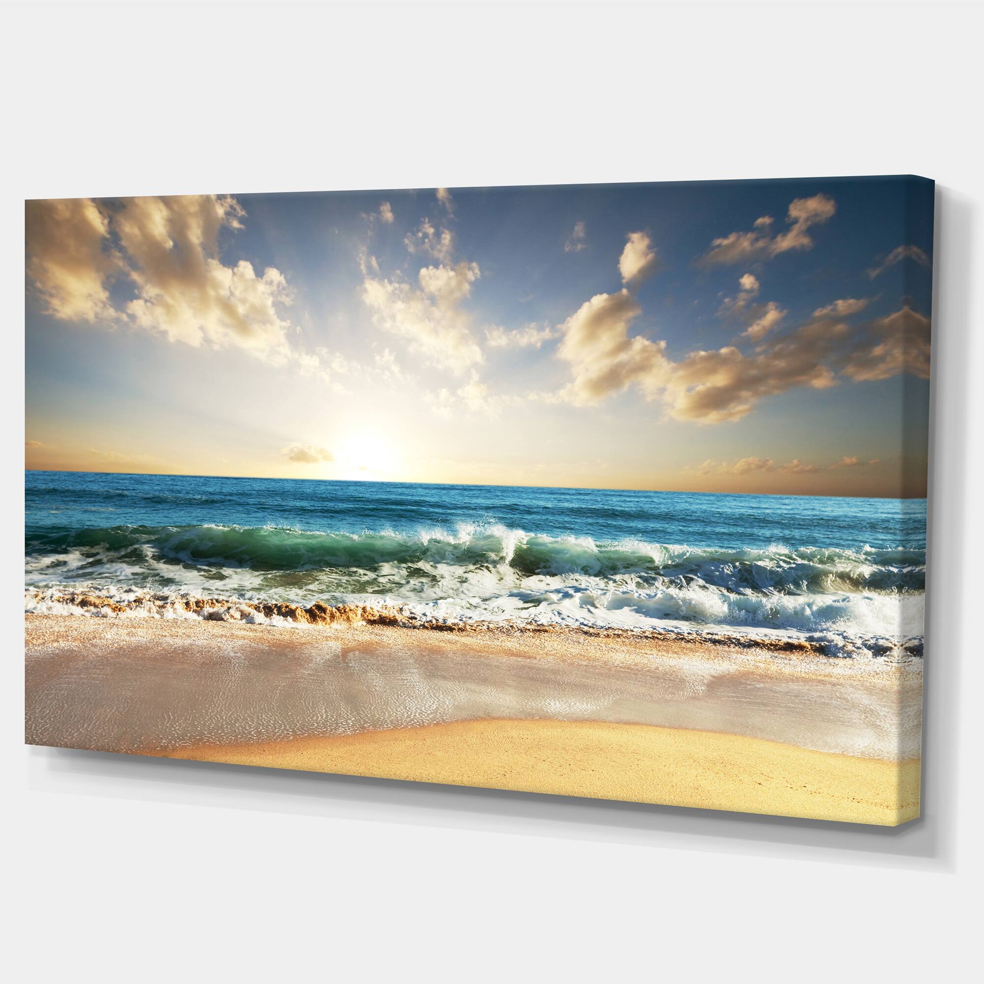 Designart - Cloudy Sky and Vibrant Blue Sea - Seascape Canvas Art Print