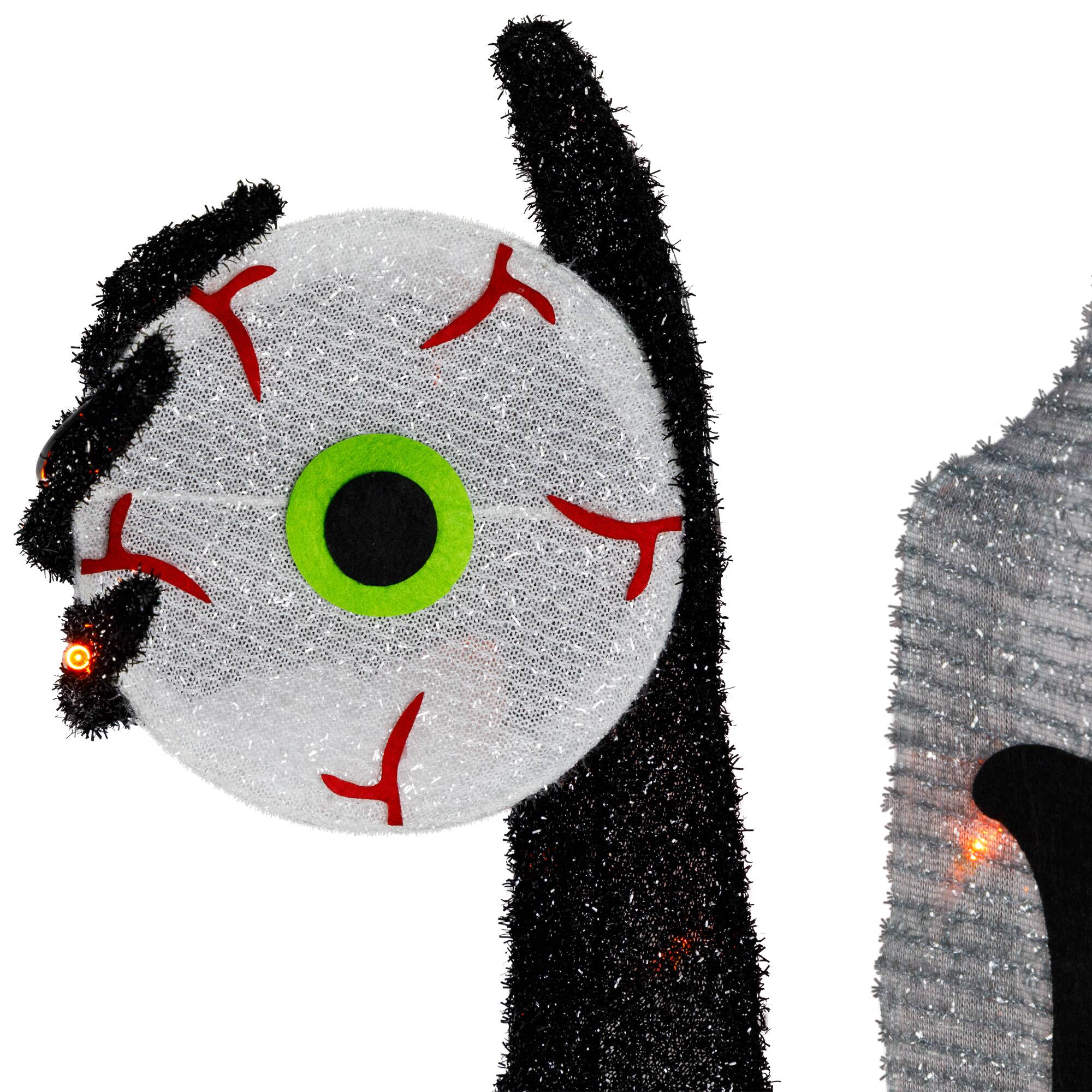 36" Black & Gray Lighted Tombstone Halloween Decoration, Orange LED Lights