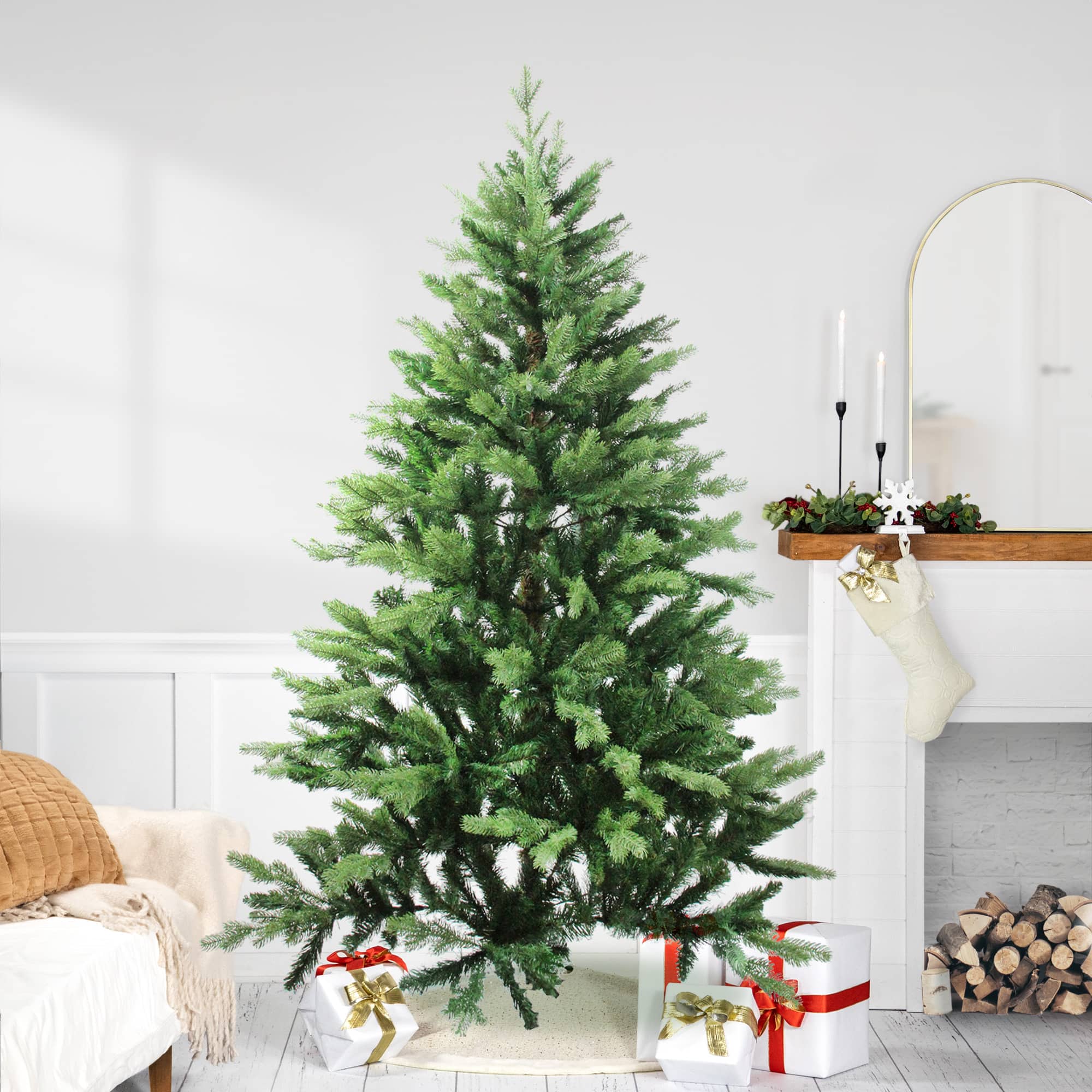 7ft. Unlit Real Touch™️ Mixed Eden Pine Artificial Christmas Tree