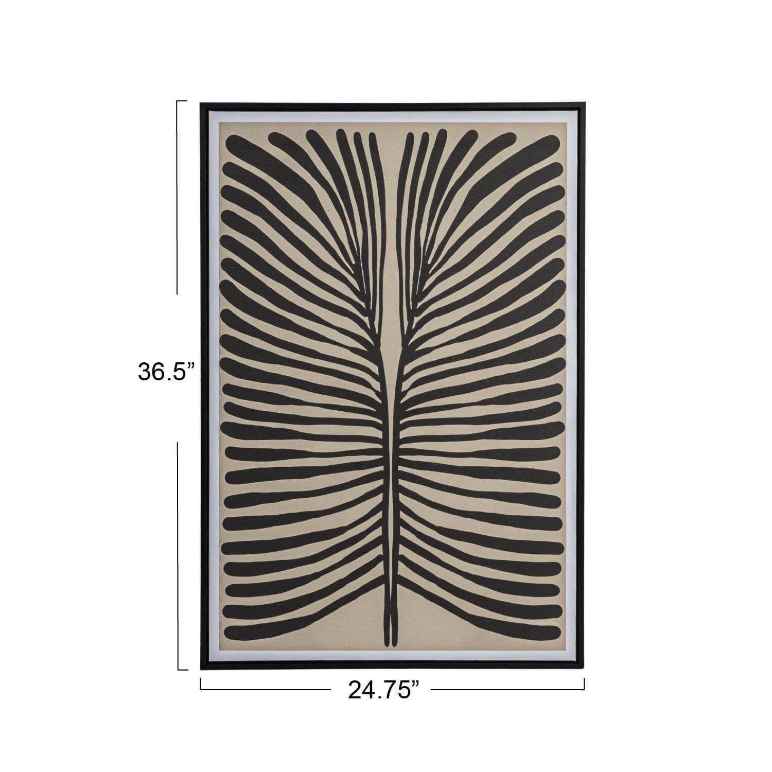 36.5&#x22; Black &#x26; Cream Abstract Lines Framed Wall Decoration