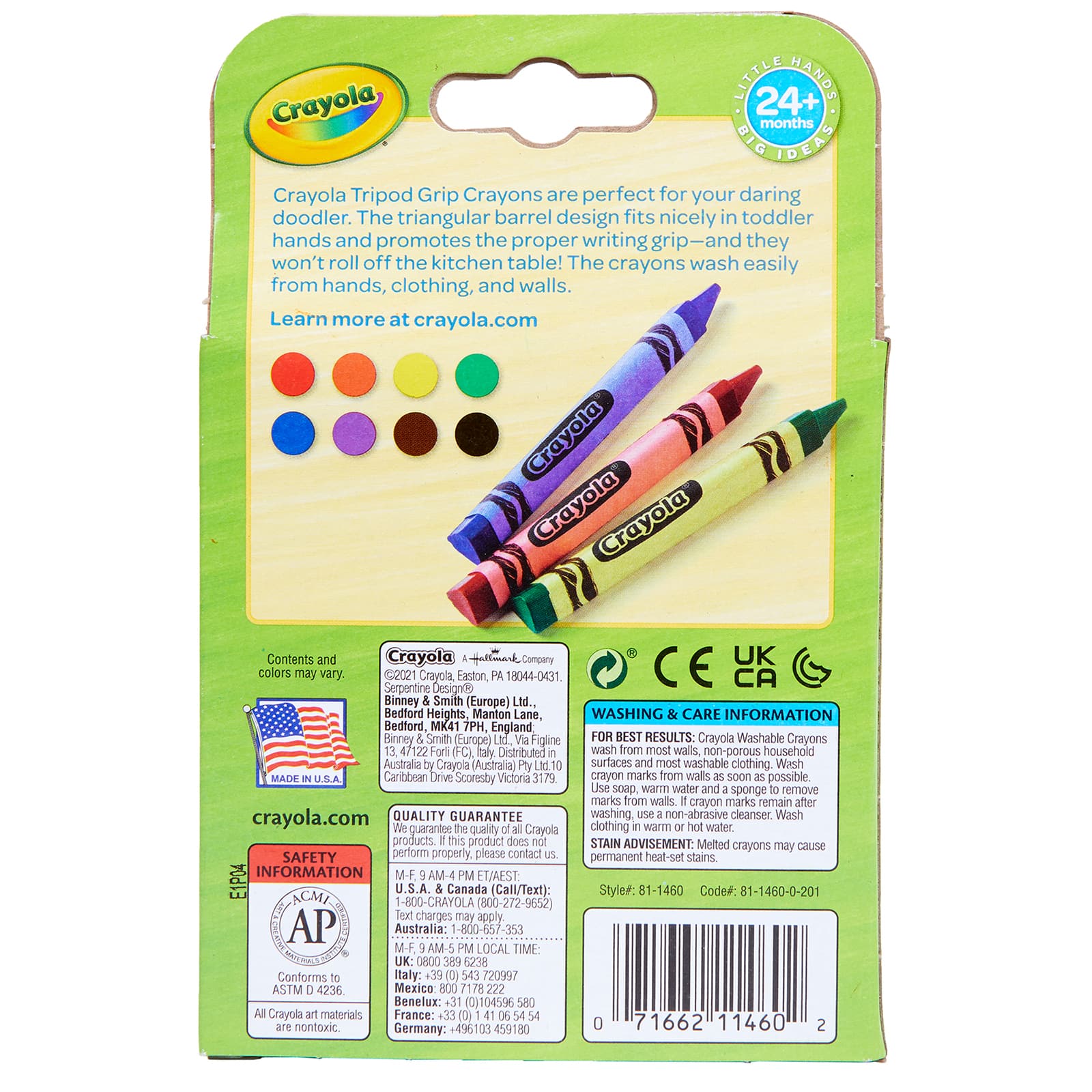 Crayola&#xAE; Washable Tripod Grip Crayons, 8 Packs of 8
