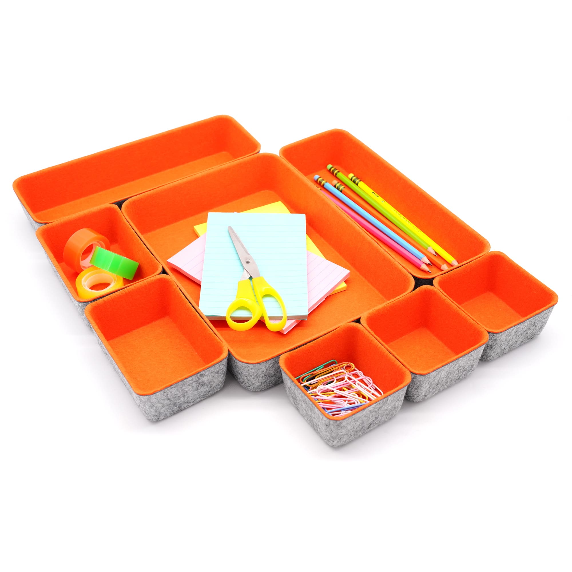 Welaxy Felt 8 Piece Drawer Organizer Tray Set - Orange