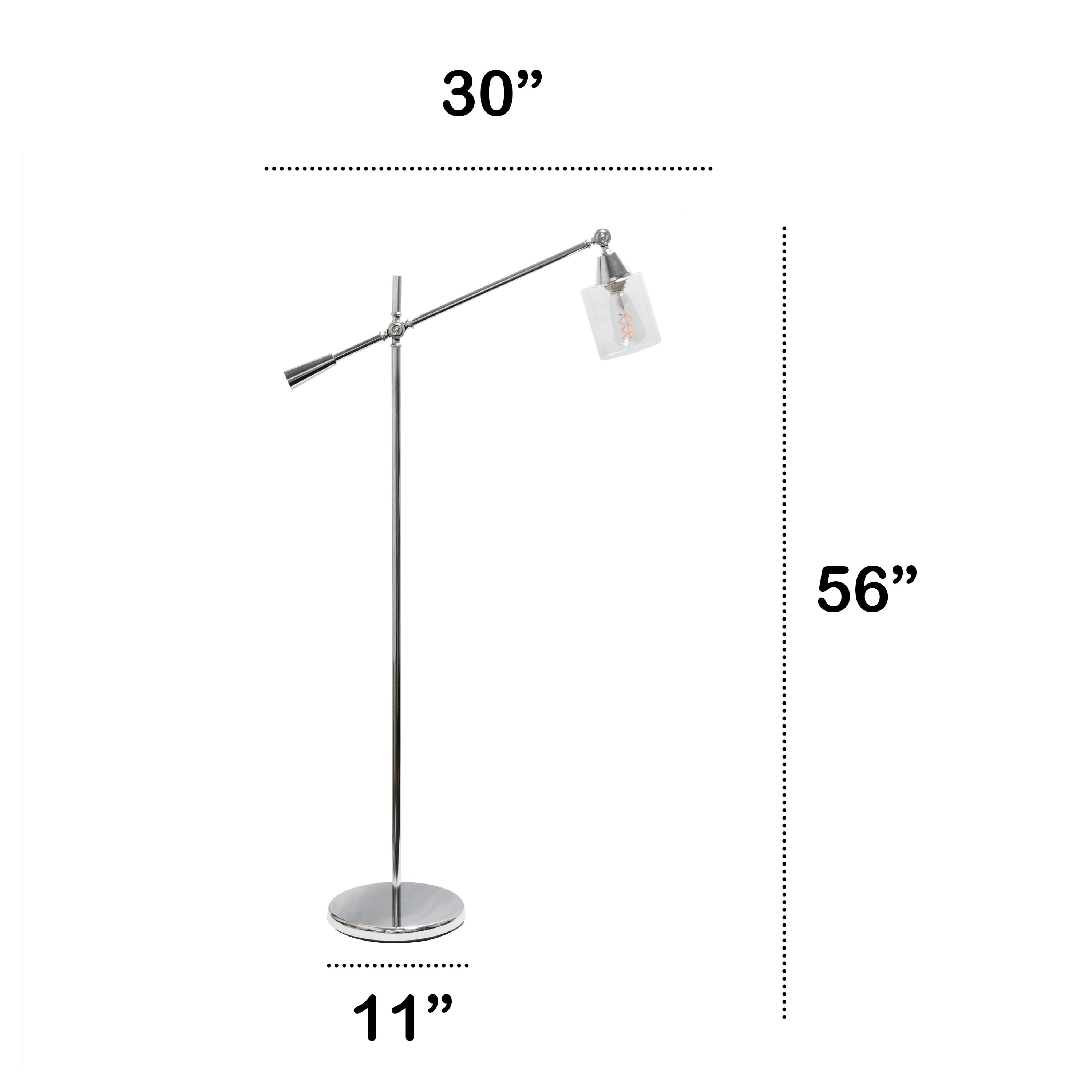 Lalia Home 4.6ft. Swing Arm Floor Lamp with Glass Cylindrical Shade