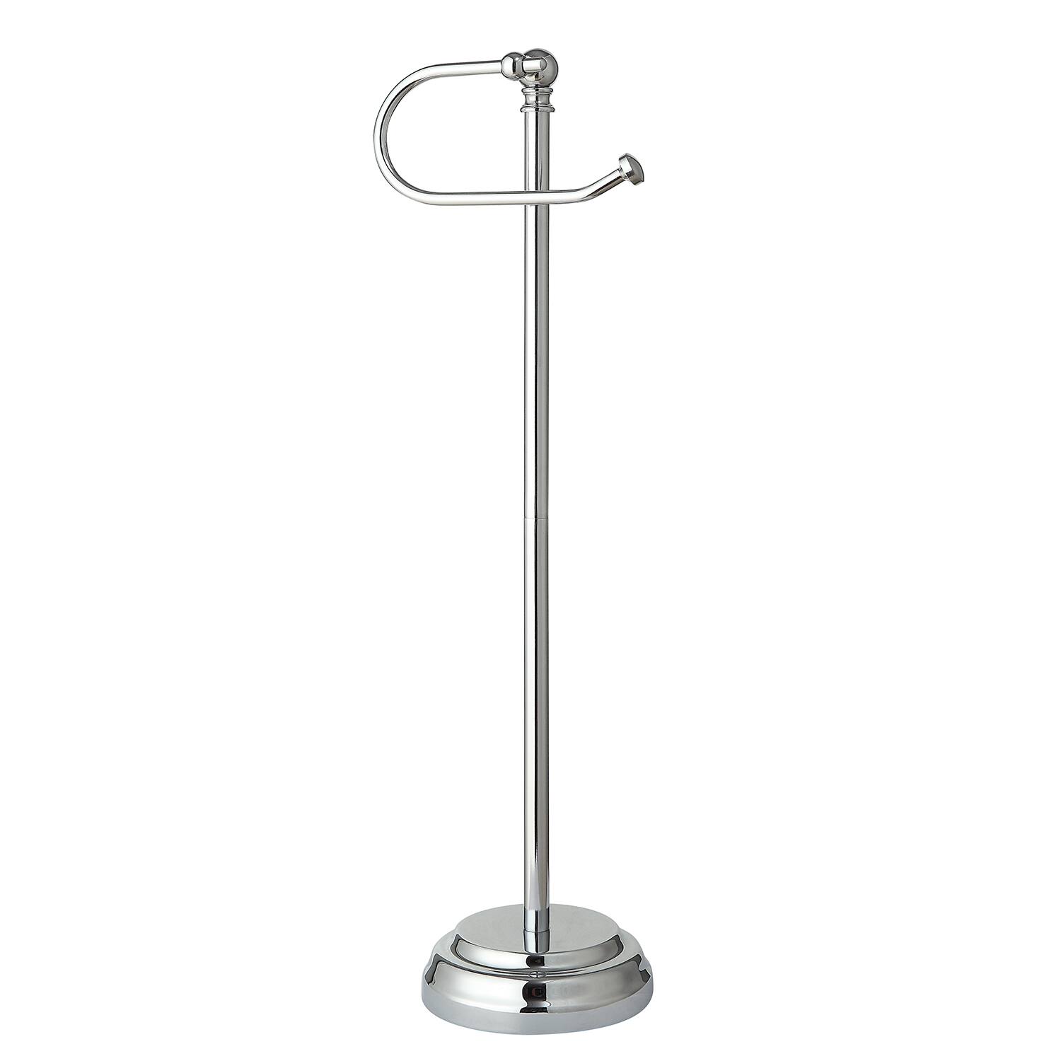 SunnyPoint 23.5&#x22; Chrome Bathroom Free Standing Toilet Tissue Paper Roll Holder Stand