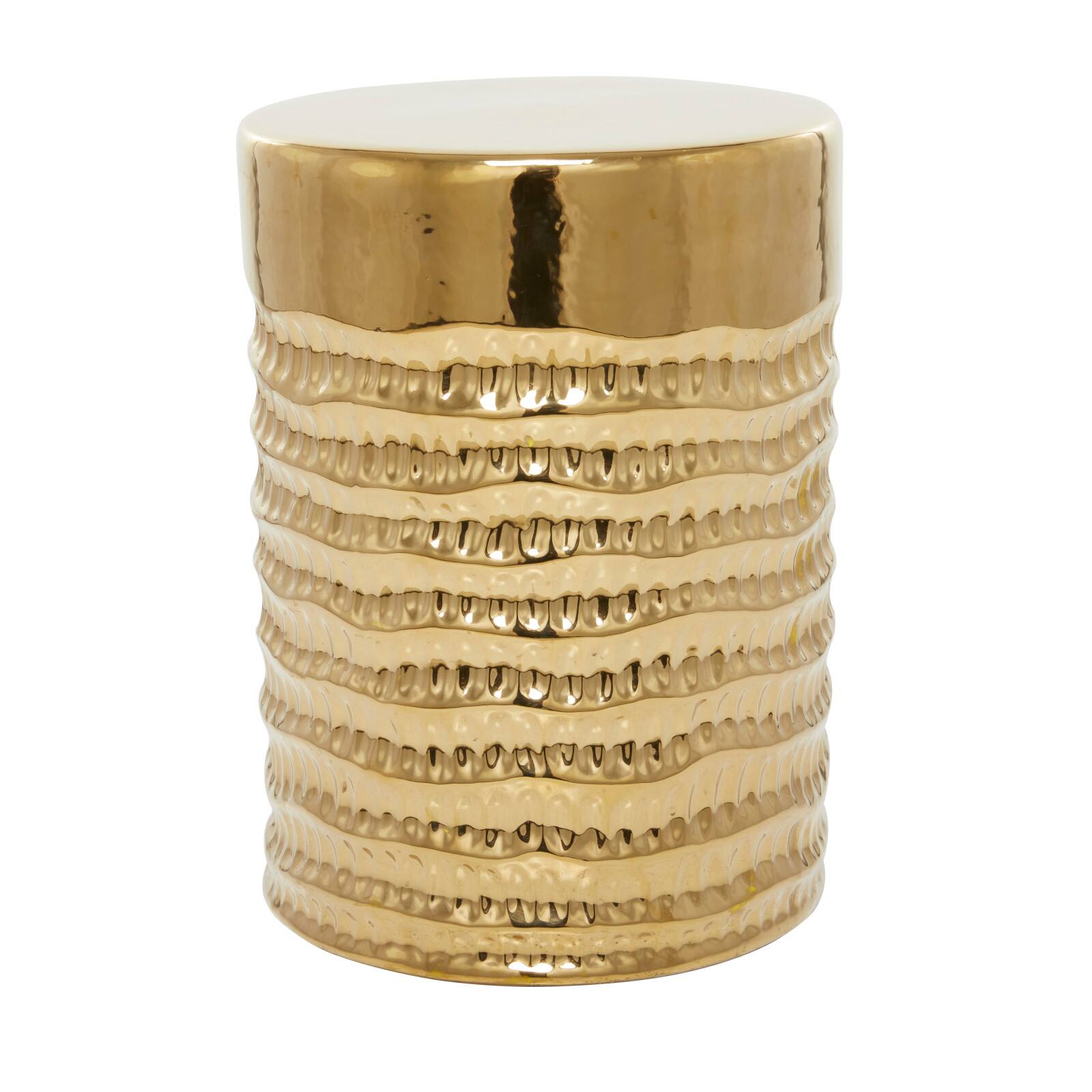 18" Gold Stoneware Glam Accent Table