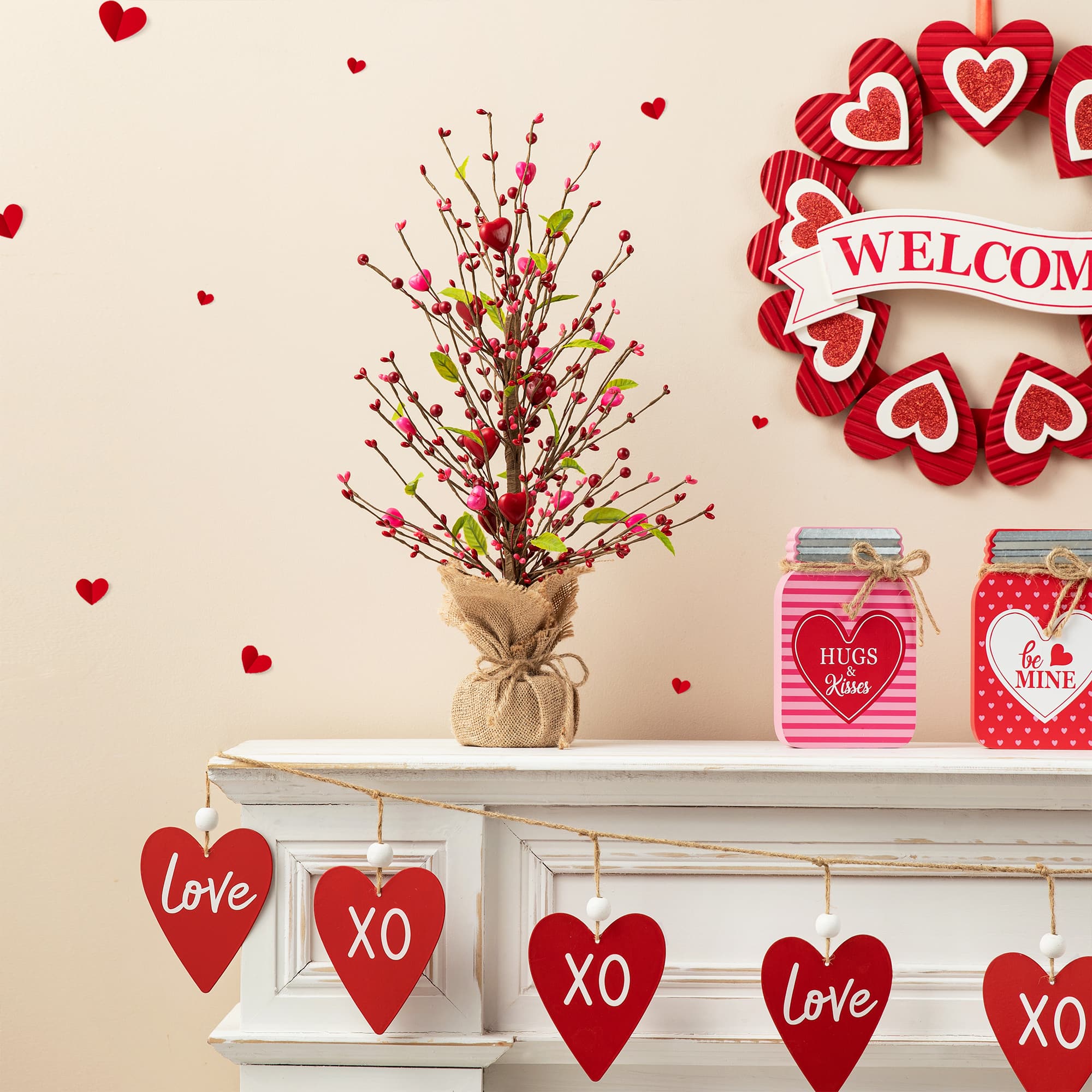 Glitzhome® 20" Valentine's Berry Heart Table Tree