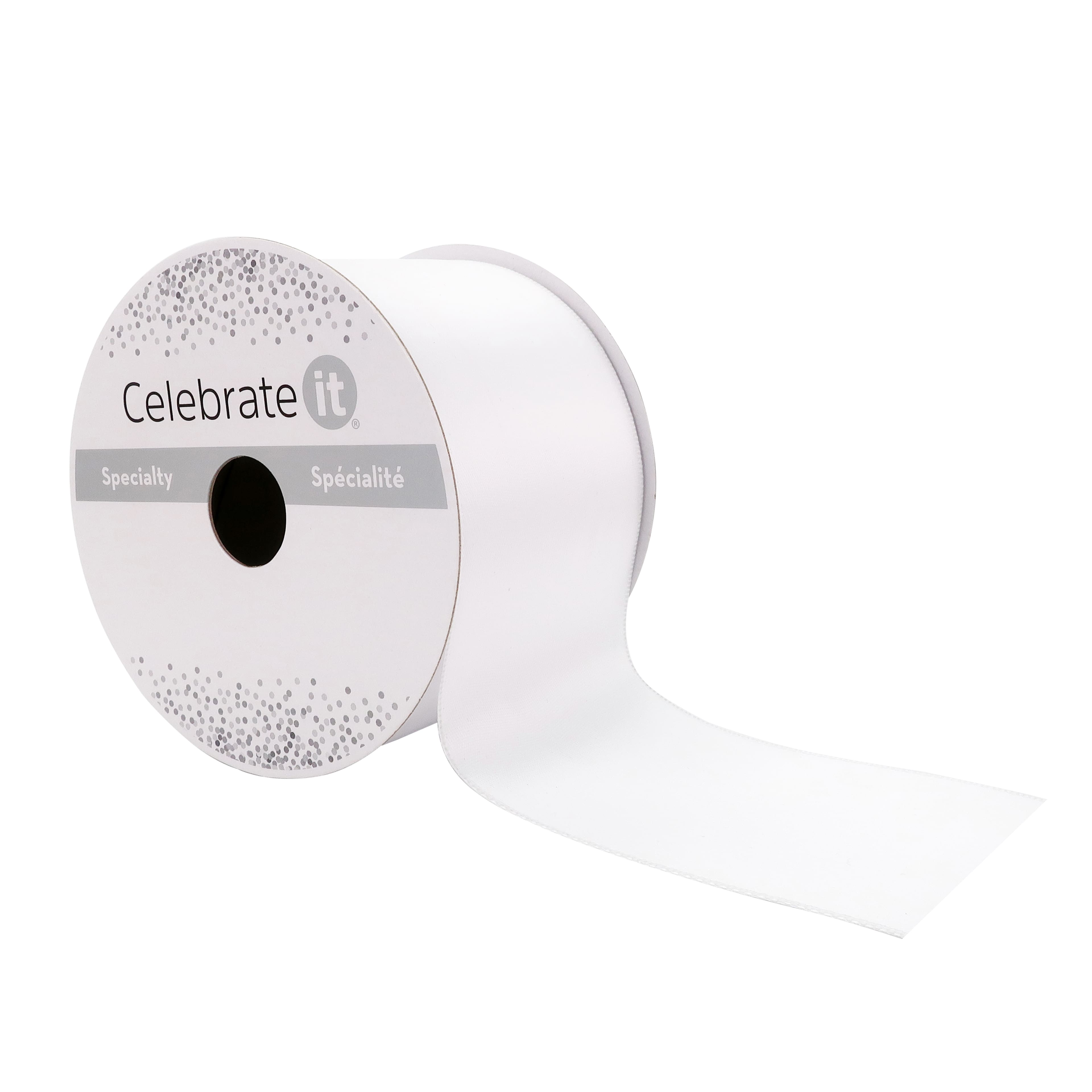 2.5" x 10yd. White Satin Wired Ribbon by Celebrate It® Specialty