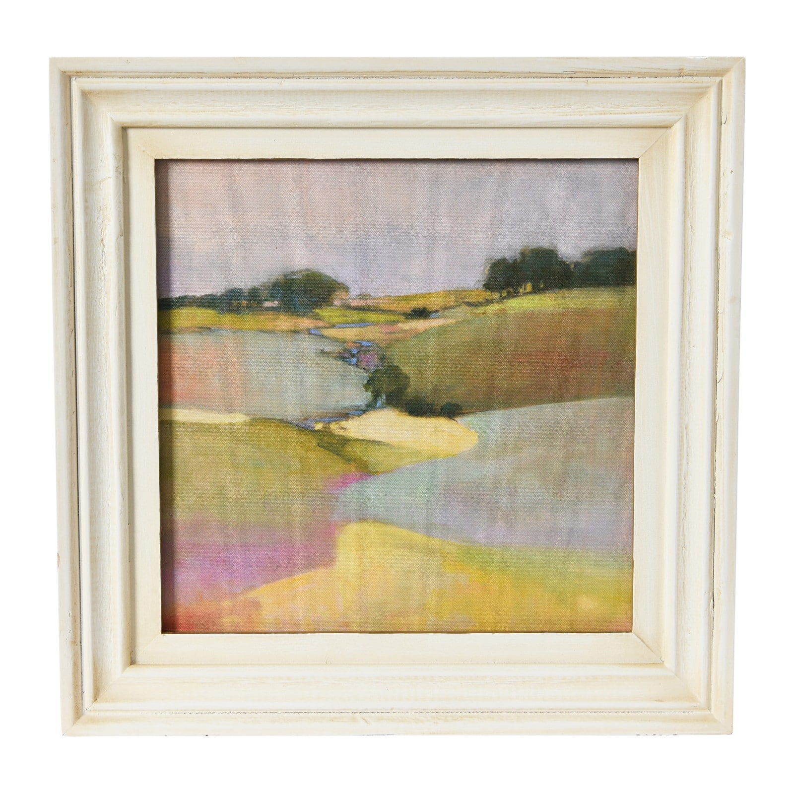 Hello Honey® Square Watercolor Landscape Print with White Wood Frame