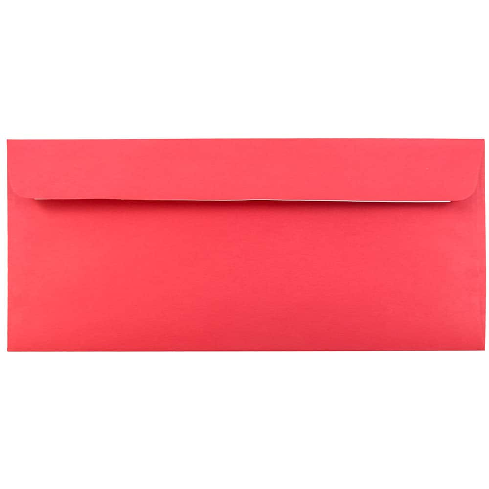 JAM Paper 4&#x22; x 9.5&#x22; Red Recycled Business Peel &#x26; Seal Envelopes, Bulk