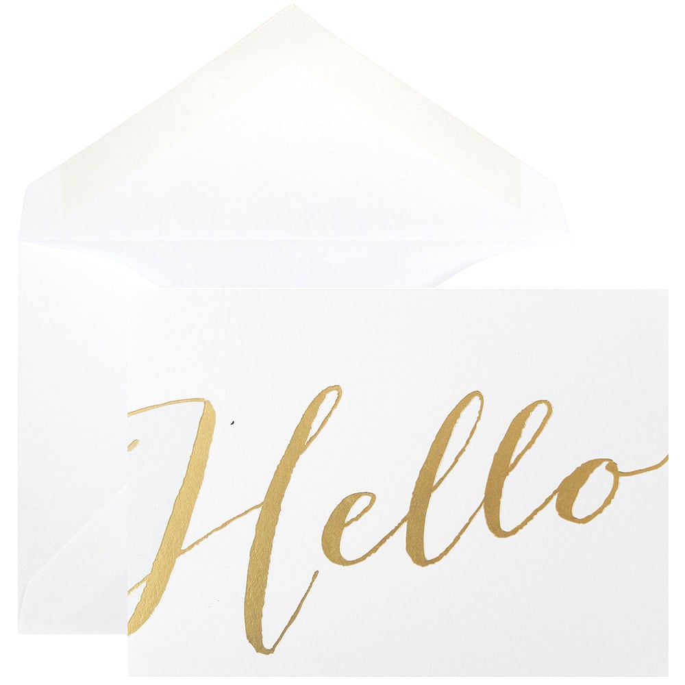 JAM Paper A1 White with Gold Script Blank Greeting Cards & Envelopes, 10ct.
