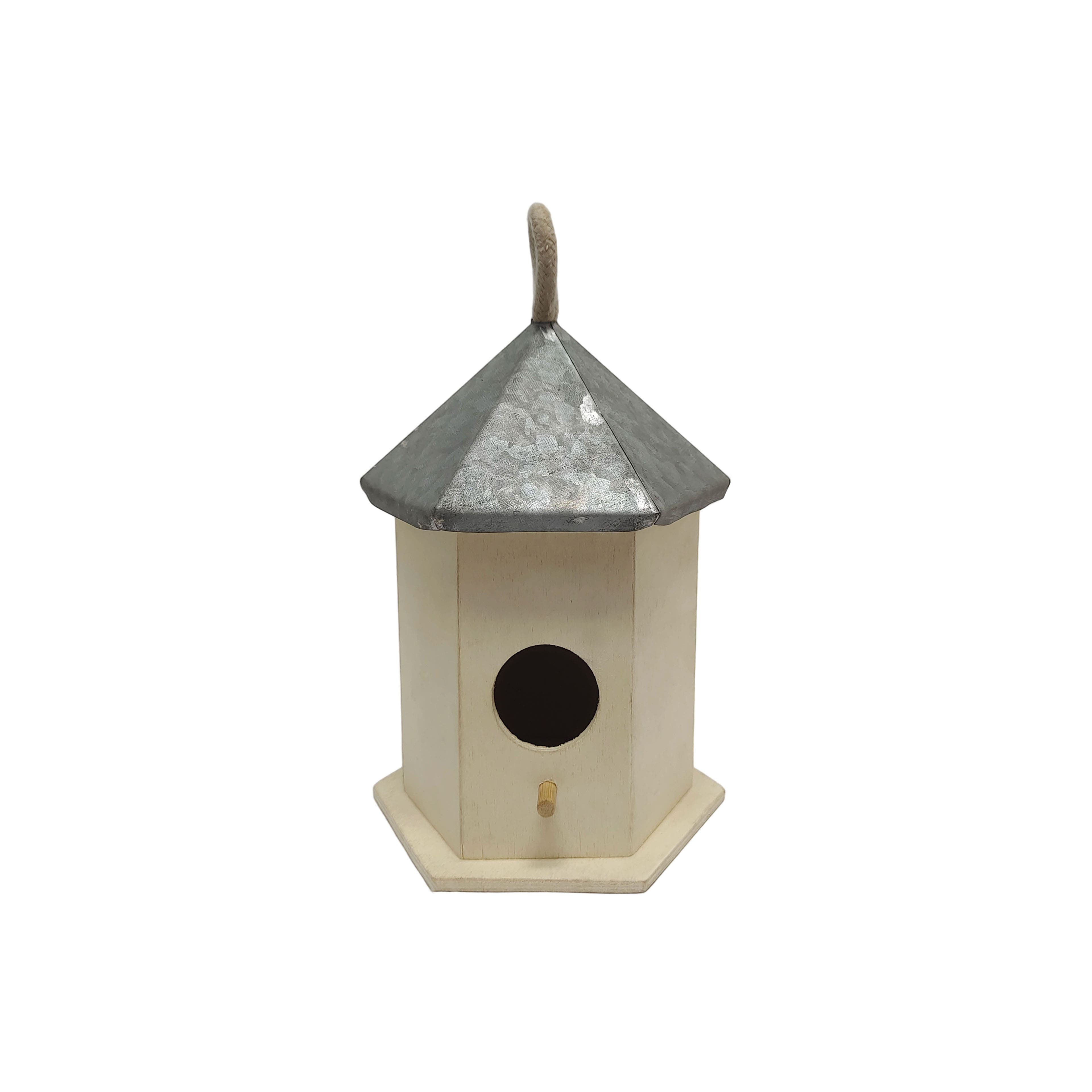 7&#x22; Unfinished Hexagon Plywood Birdhouse by Make Market&#xAE;