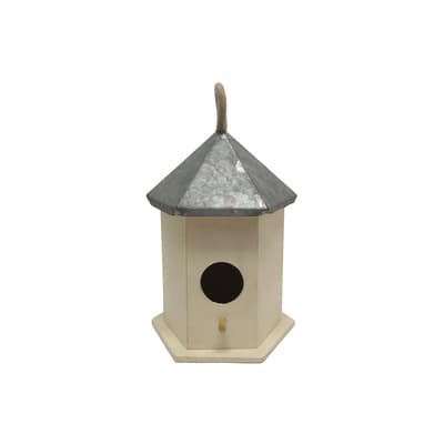7" Unfinished Hexagon Plywood Birdhouse by Make Market®