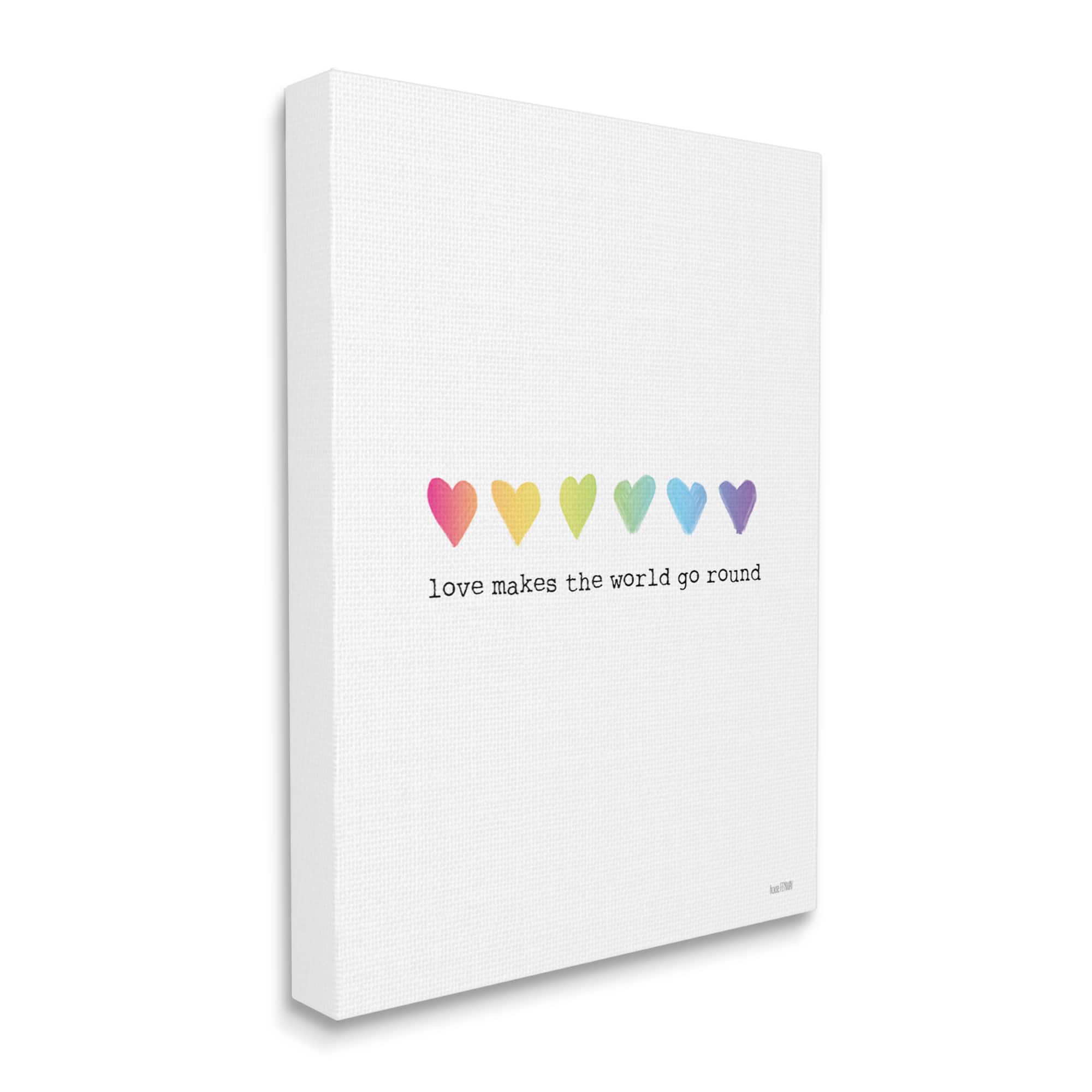 Stupell Industries Love Makes World Go Round Rainbow Heart Ombre Canvas Wall Art