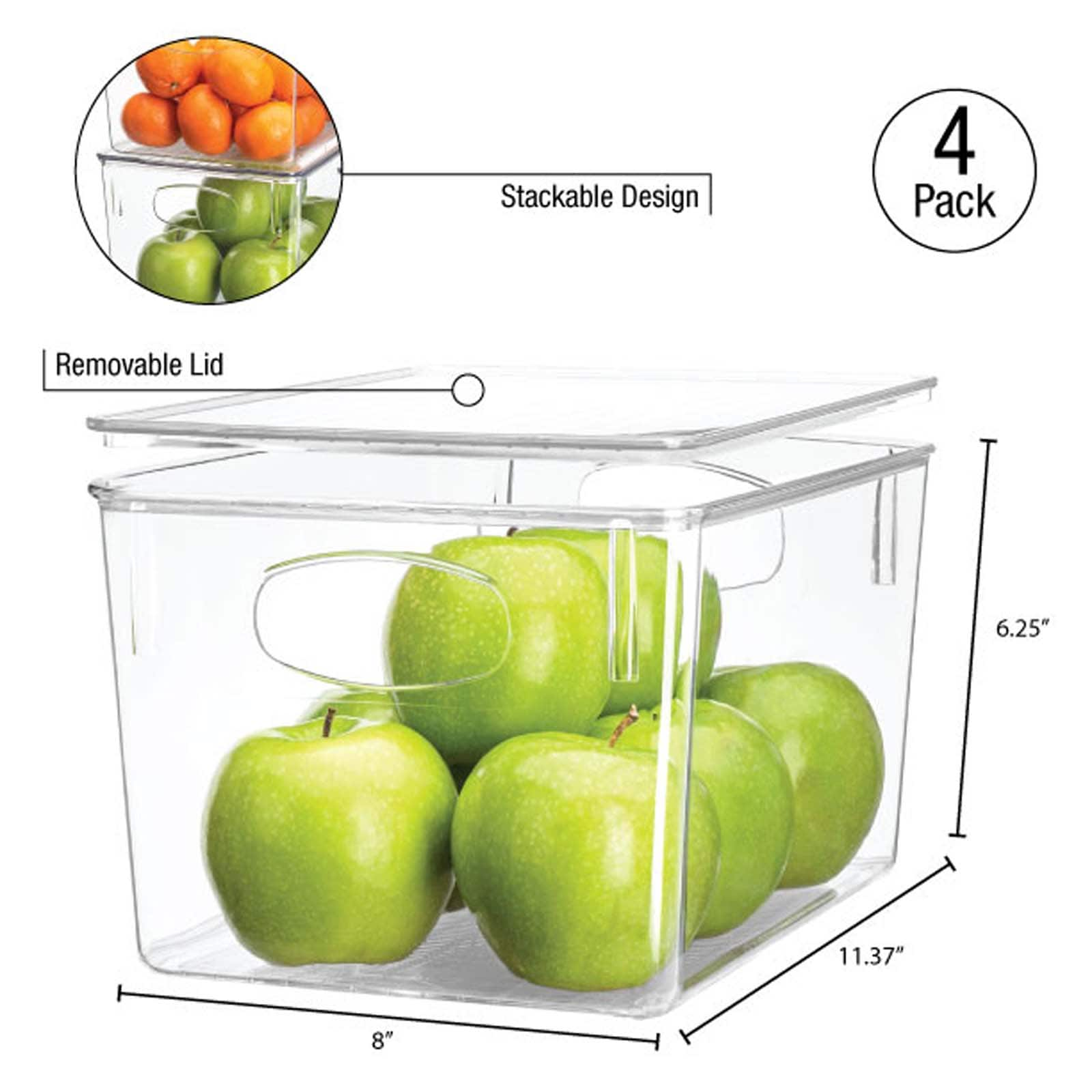 Sorbus Clear Storage Bins with Lids, 4ct.