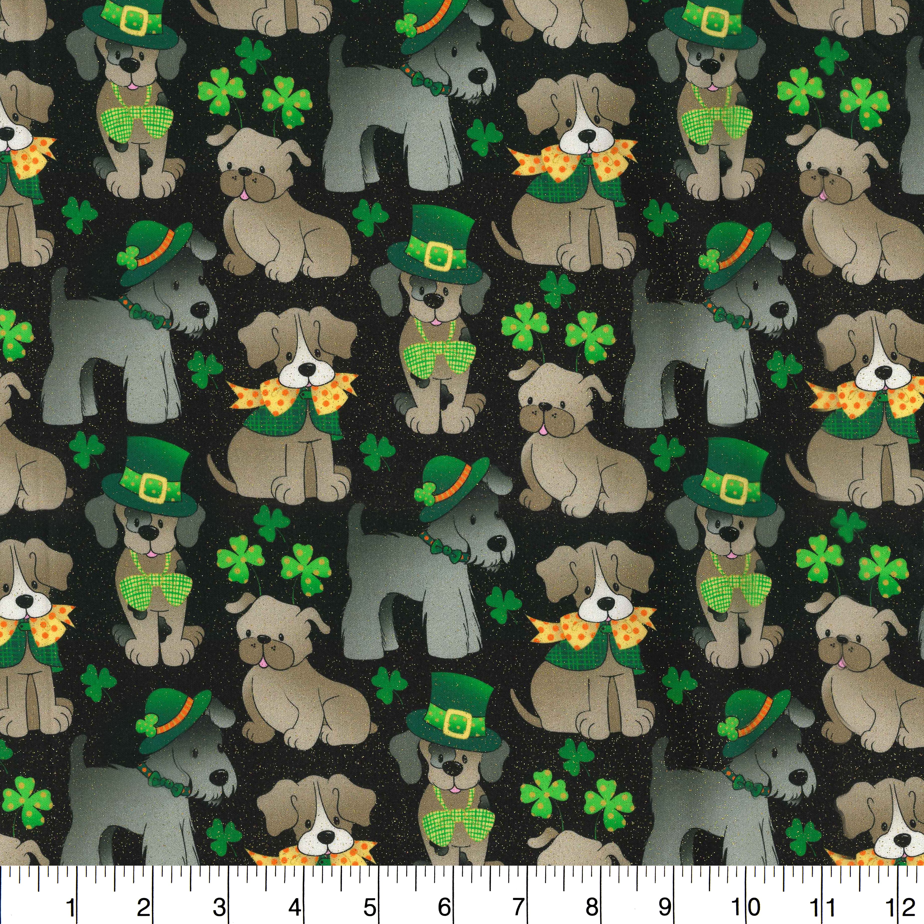 Fabric Traditions St. Patrick&#x27;s Day Dogs Cotton Fabric