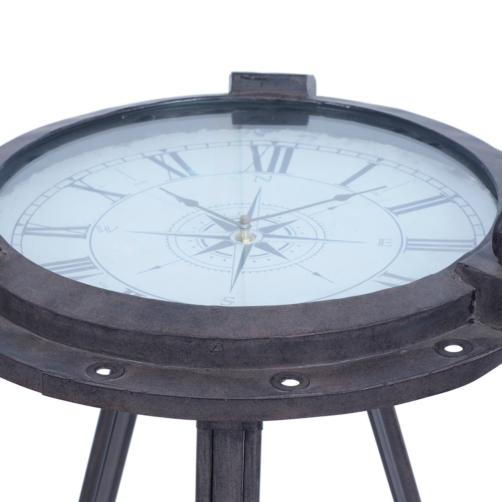 24" Black Metal Industrial Standing Clock Accent