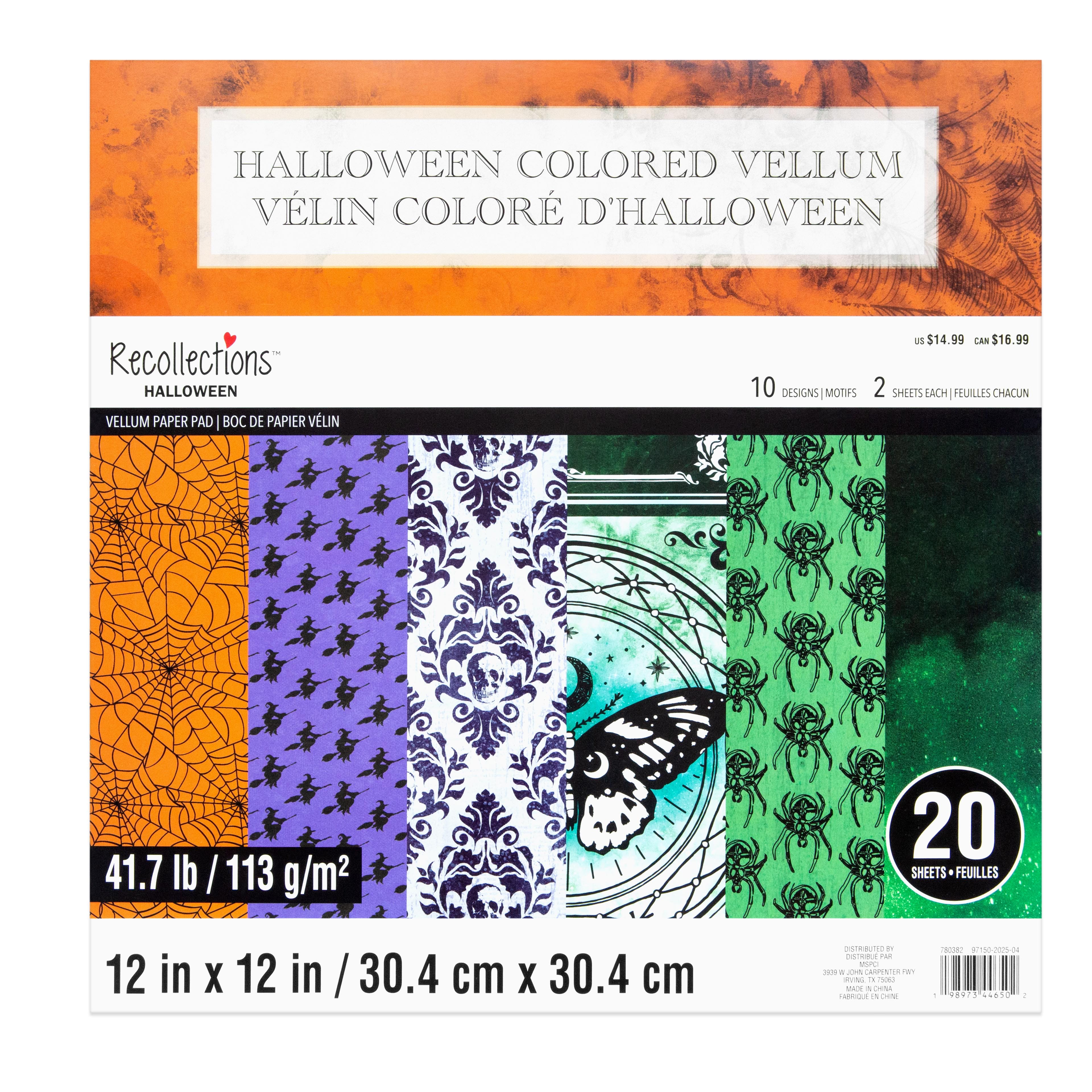 12&#x22; x 12&#x22; Halloween Colored Vellum Paper Pad by Recollections&#x2122;, 20 Sheets