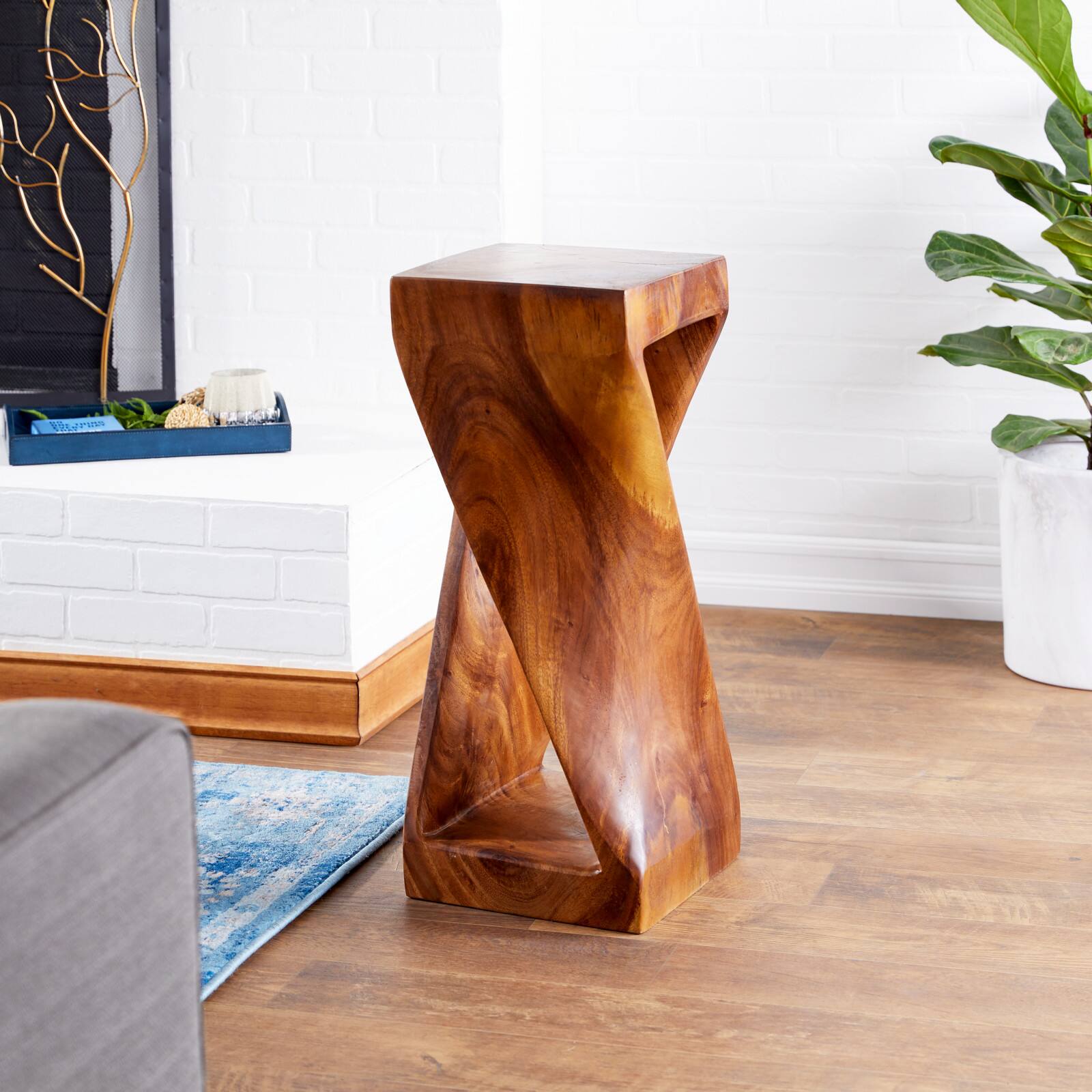 Brown Saur Wood Contemporary Accent Table