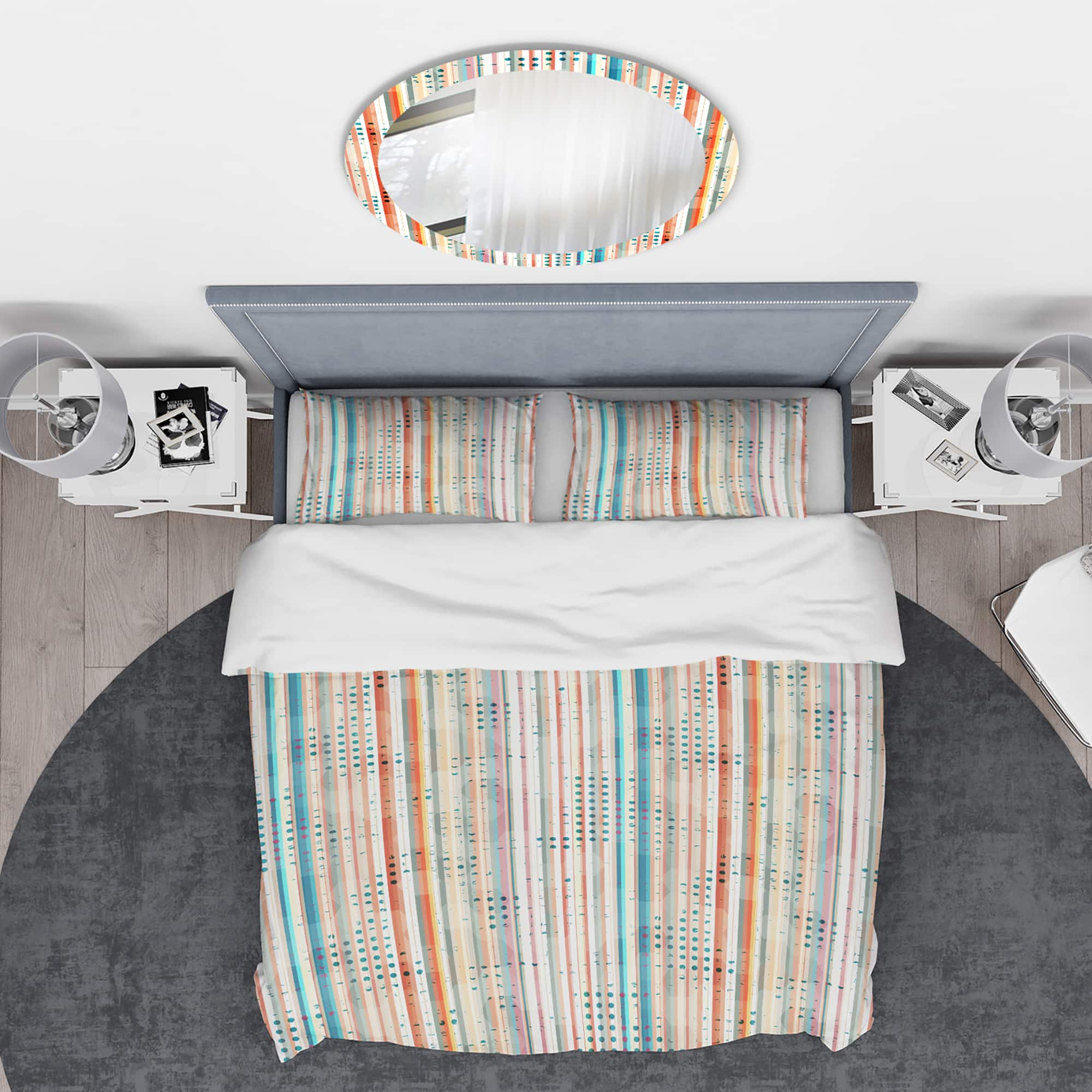 Designart &#x27;Grunge Line&#x27; Mid-Century Modern Bedding Set - Duvet Cover &#x26; Shams