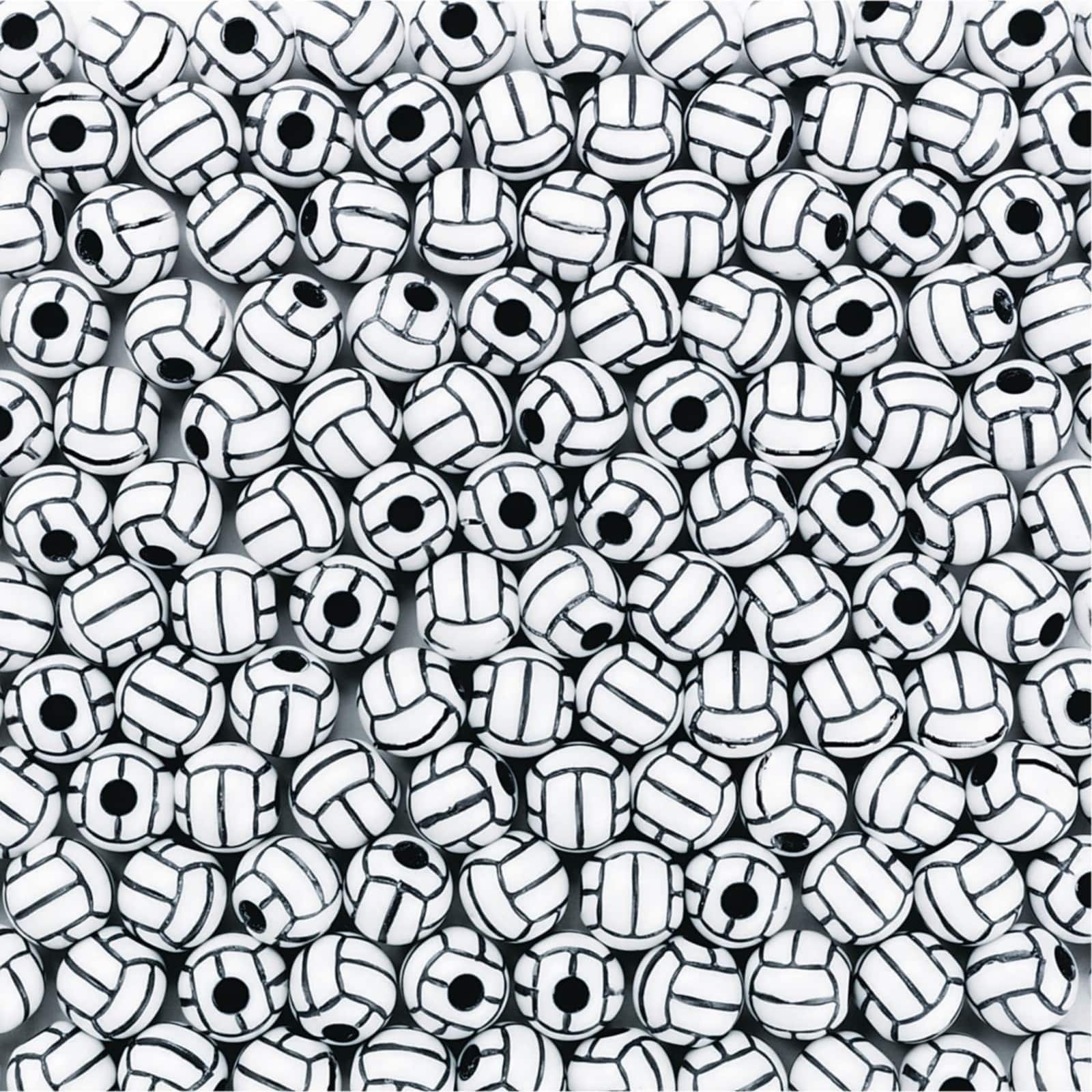 S&S® Worldwide Black & White Volleyball Plastic Beads, 12mm