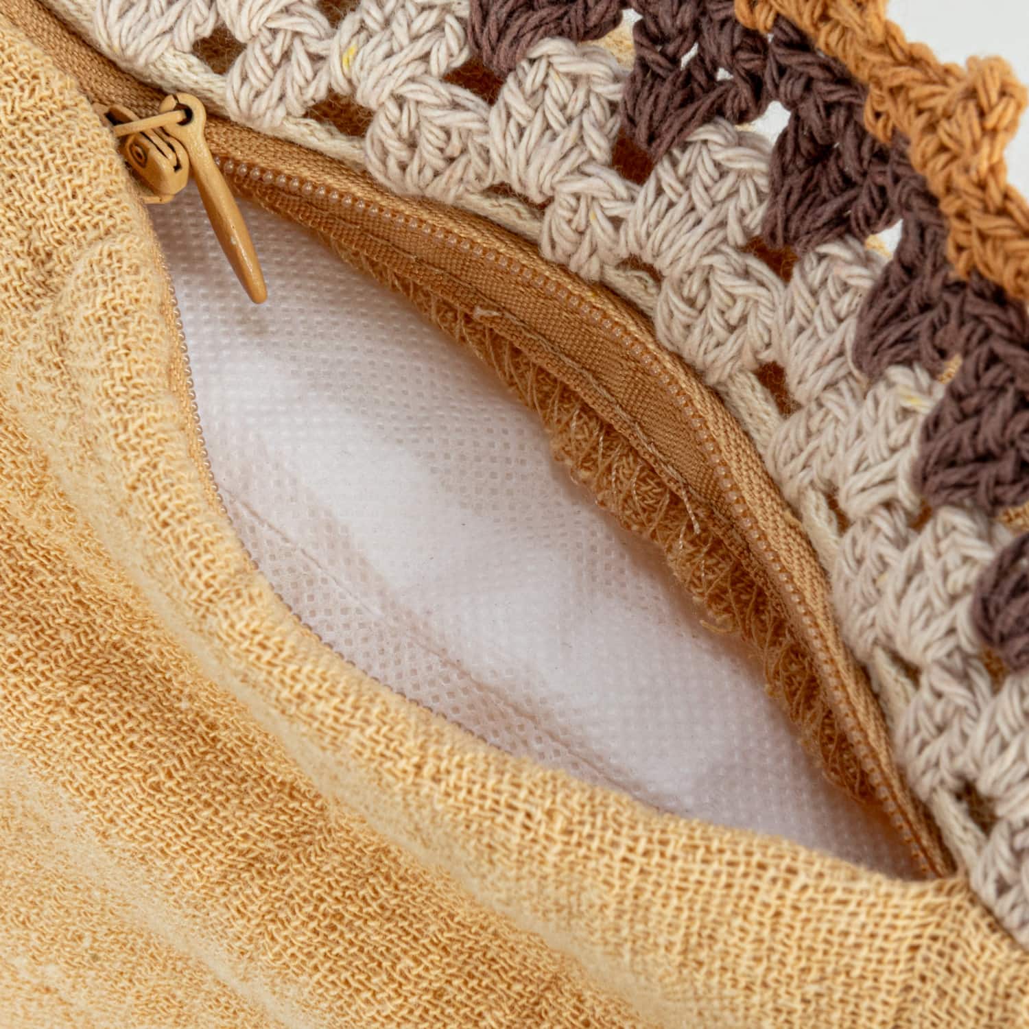 Hello Honey&#xAE; Multicolored Cotton Lumbar Pillow with Crocheted Edge