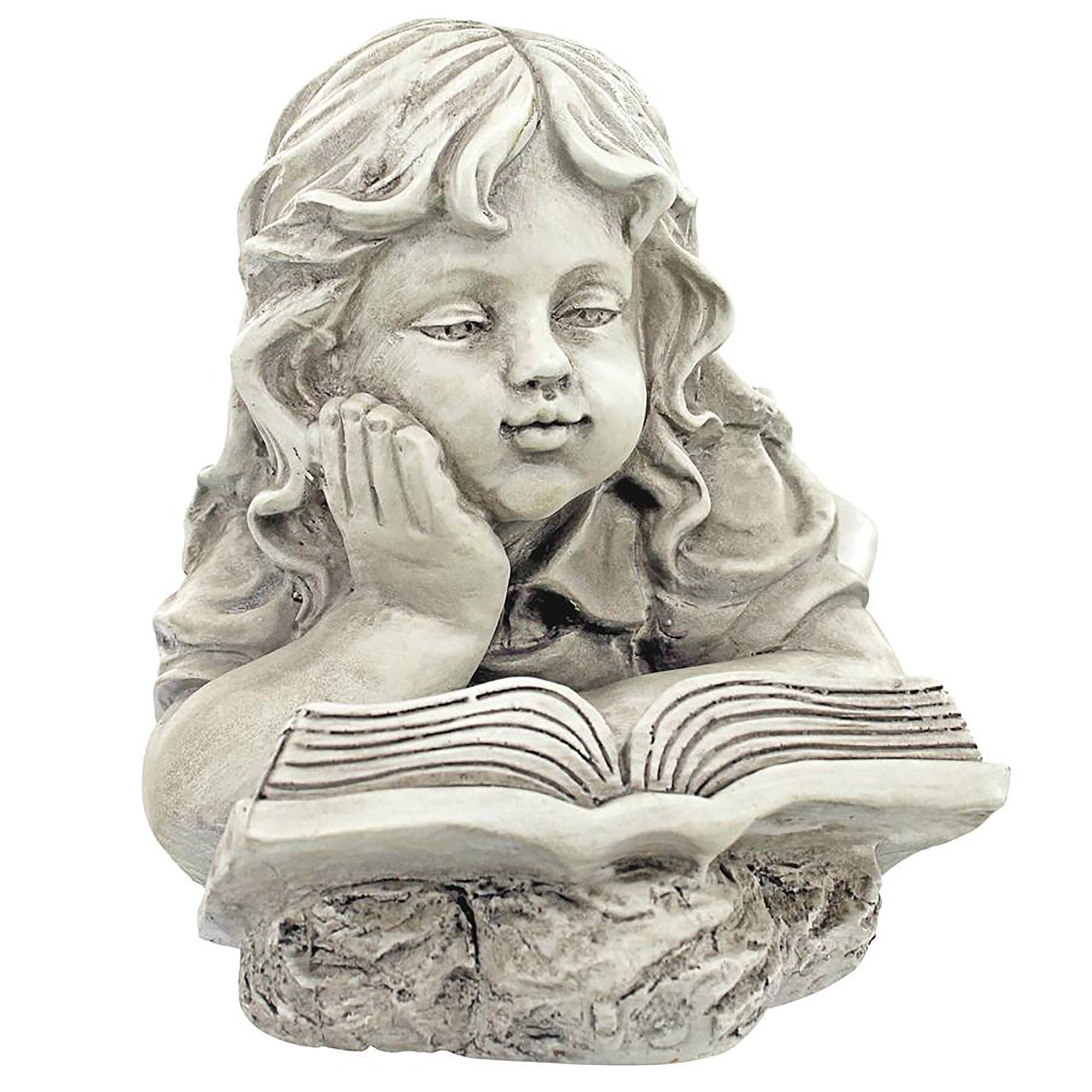 Design Toscano 8&#x22; Backyard Scholar Little Girl Reading Garden Statue
