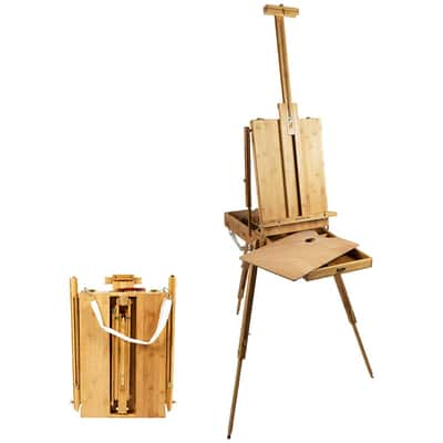 Kingart Sketchbox Easel, Beechwood, Extra Large, Adjustable, 2-Drawer, Wood Palette with Natural Finish