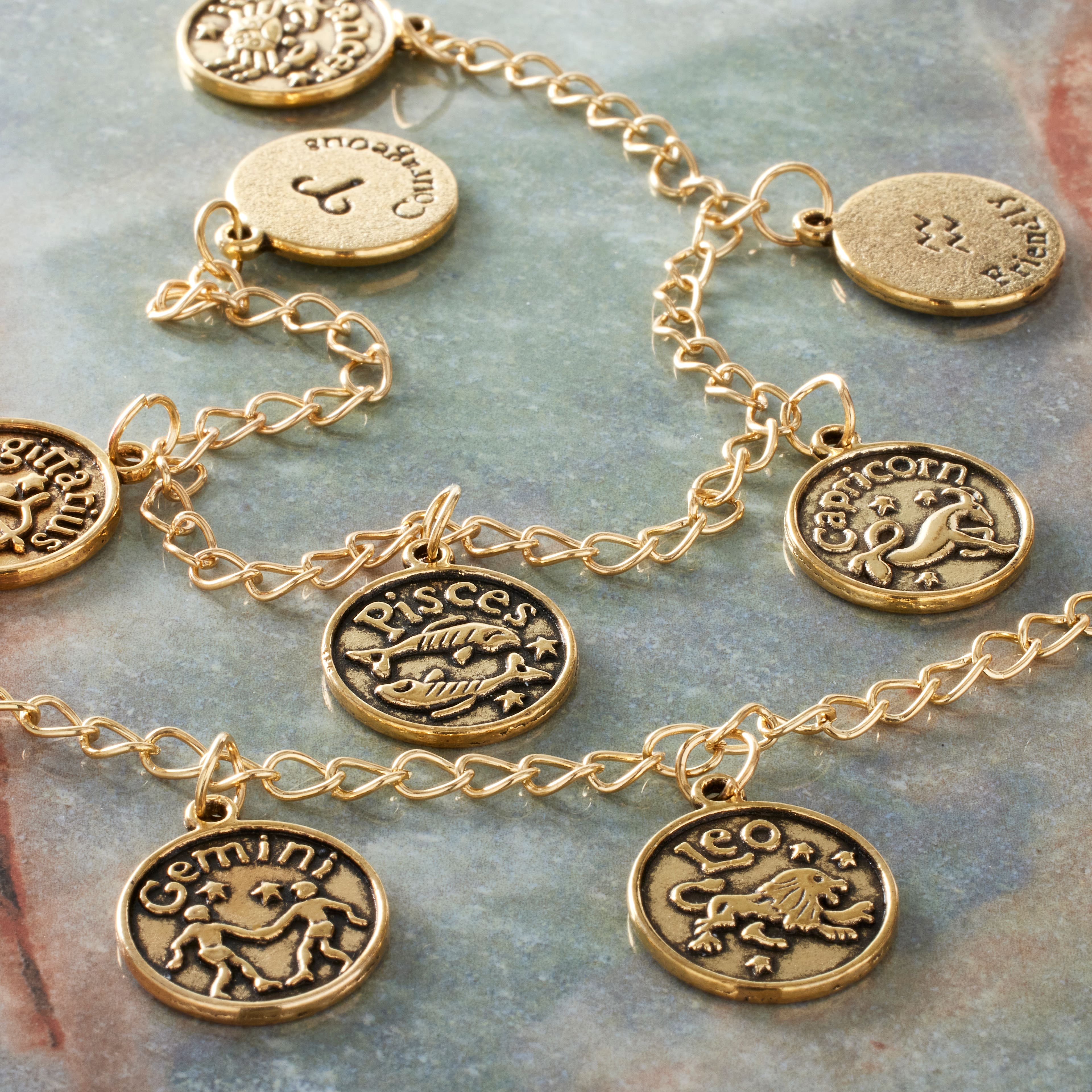 Antique Gold Metal Zodiac Beads, 17mm by Bead Landing&#x2122;