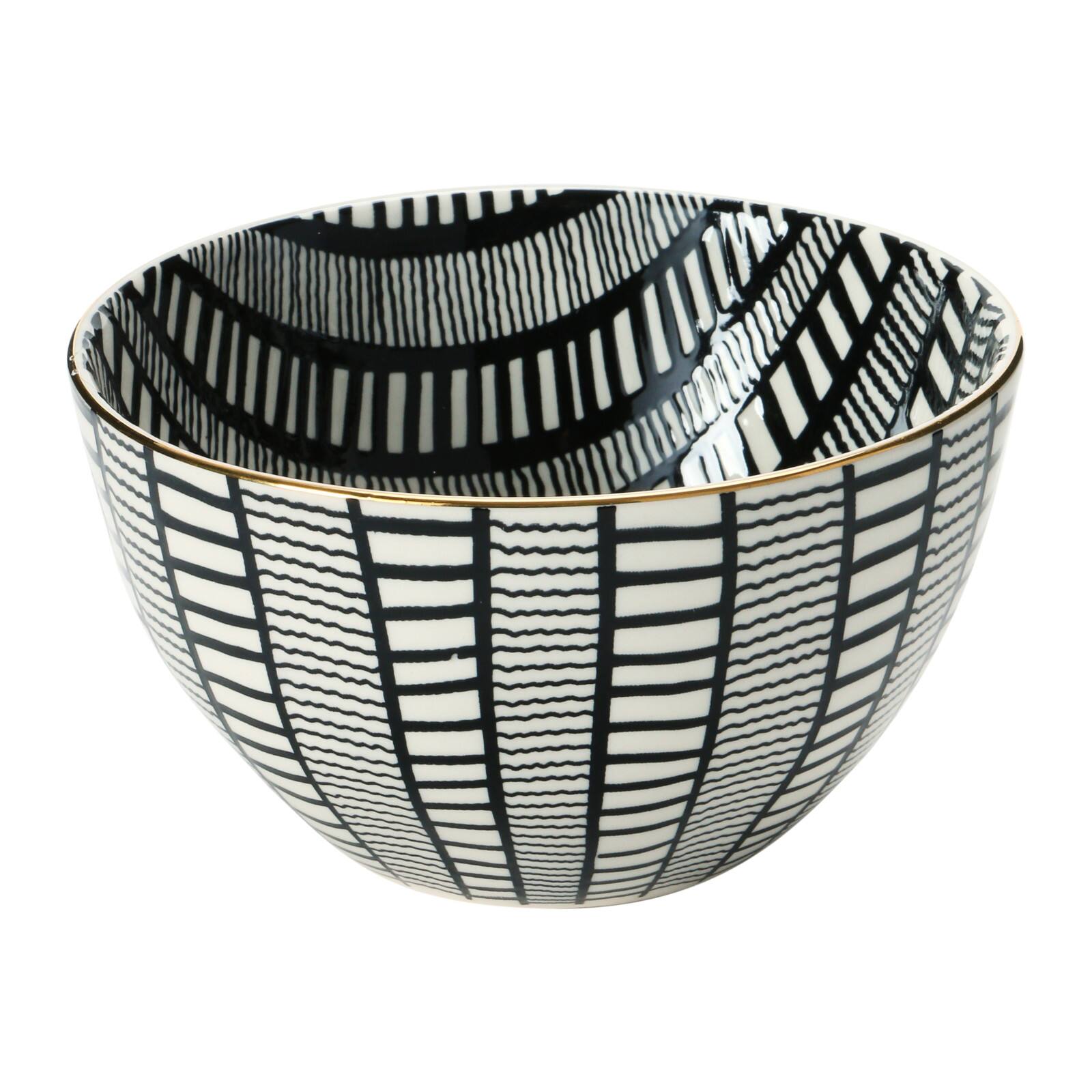 Hello Honey® 5'' Black & White Round Stoneware Bowl, 4ct.