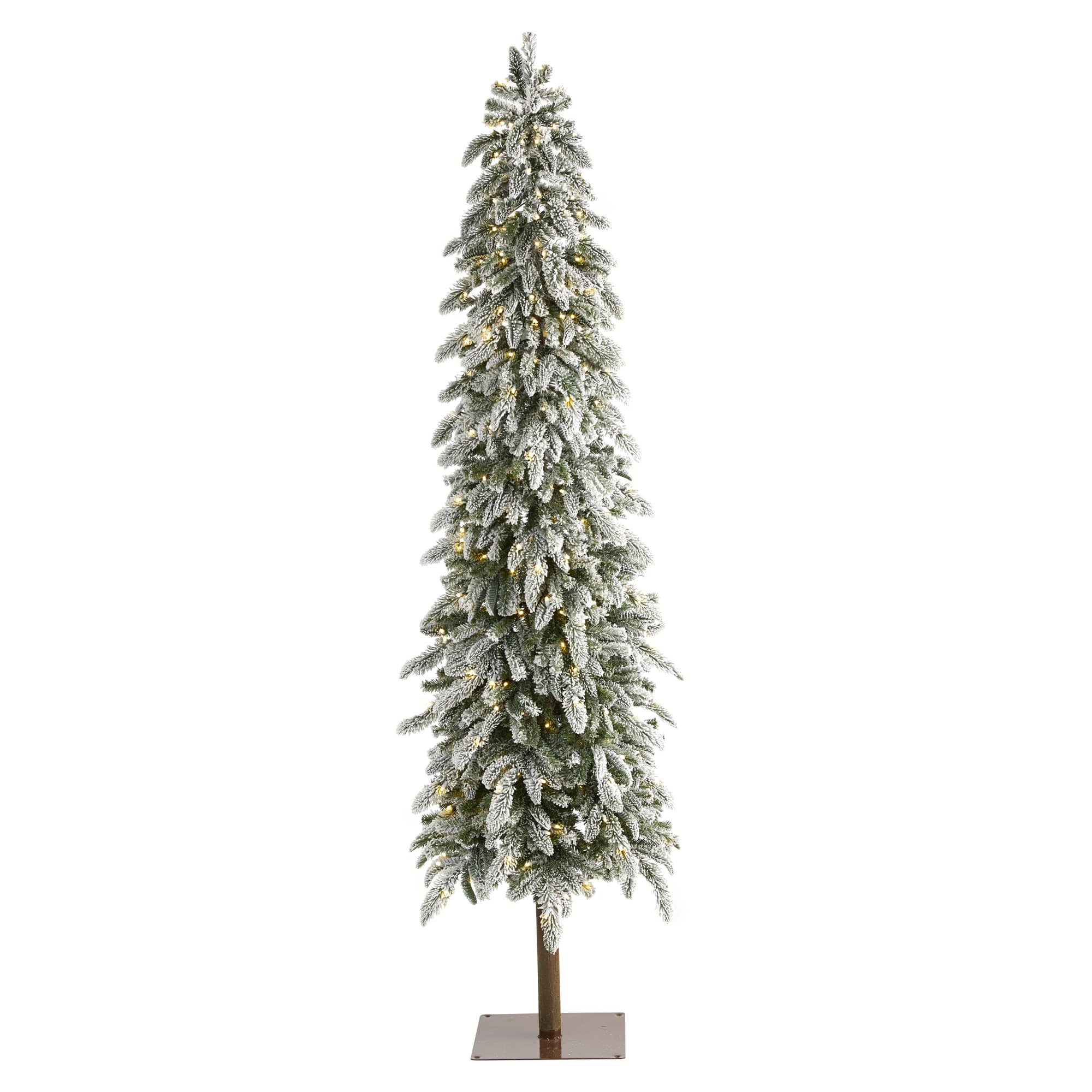 7.5ft. Pre-Lit Flocked Washington Alpine Artificial Christmas Tree, Warm White LED Lights