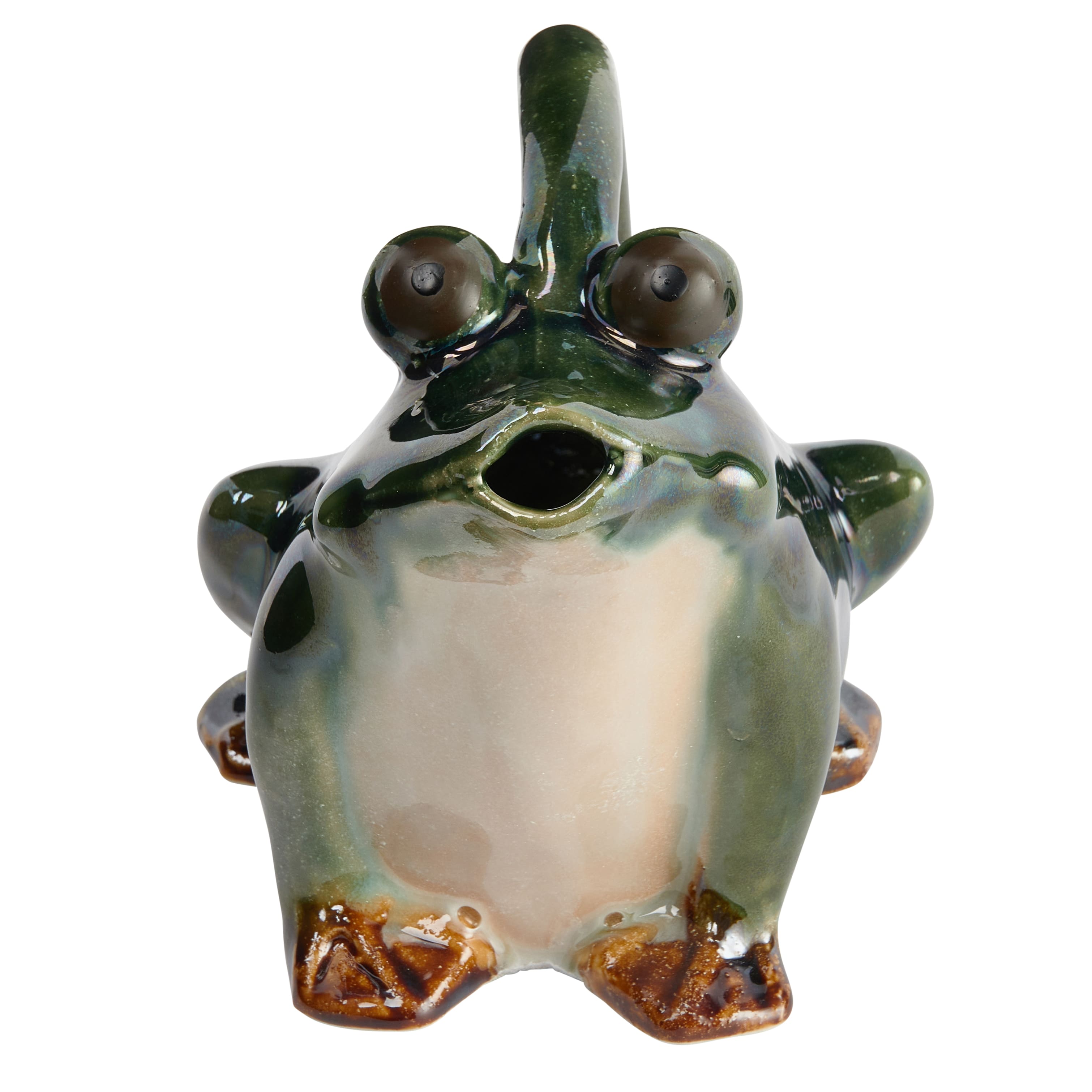 7.5&#x22; Green Stoneware Frog Watering Pitcher