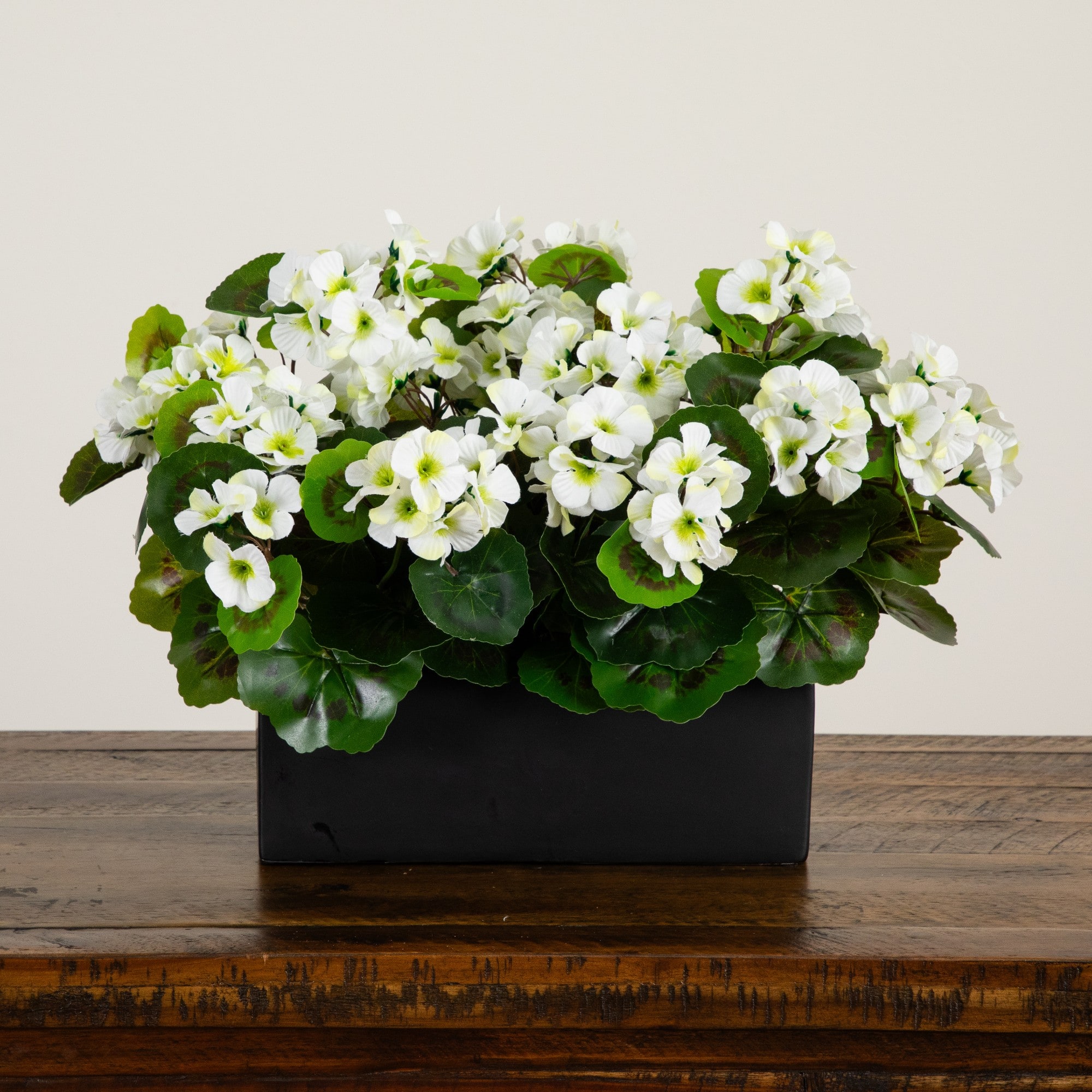 13" UV Resistant Artificial Geranium in Rectangular Planter (Indoor/Outdoor)