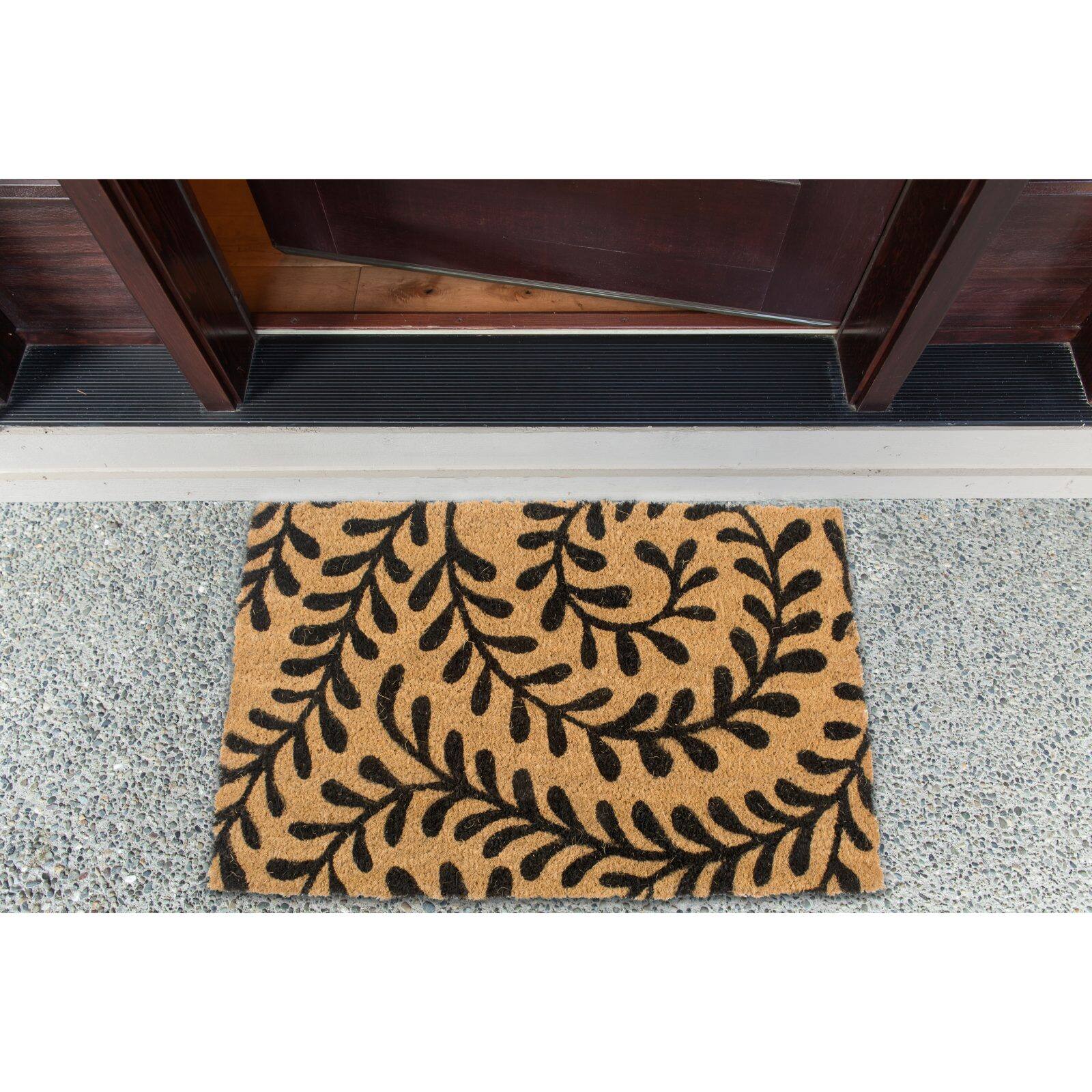 DII® J&M Black Ferns Vinyl Back Coir Doormat