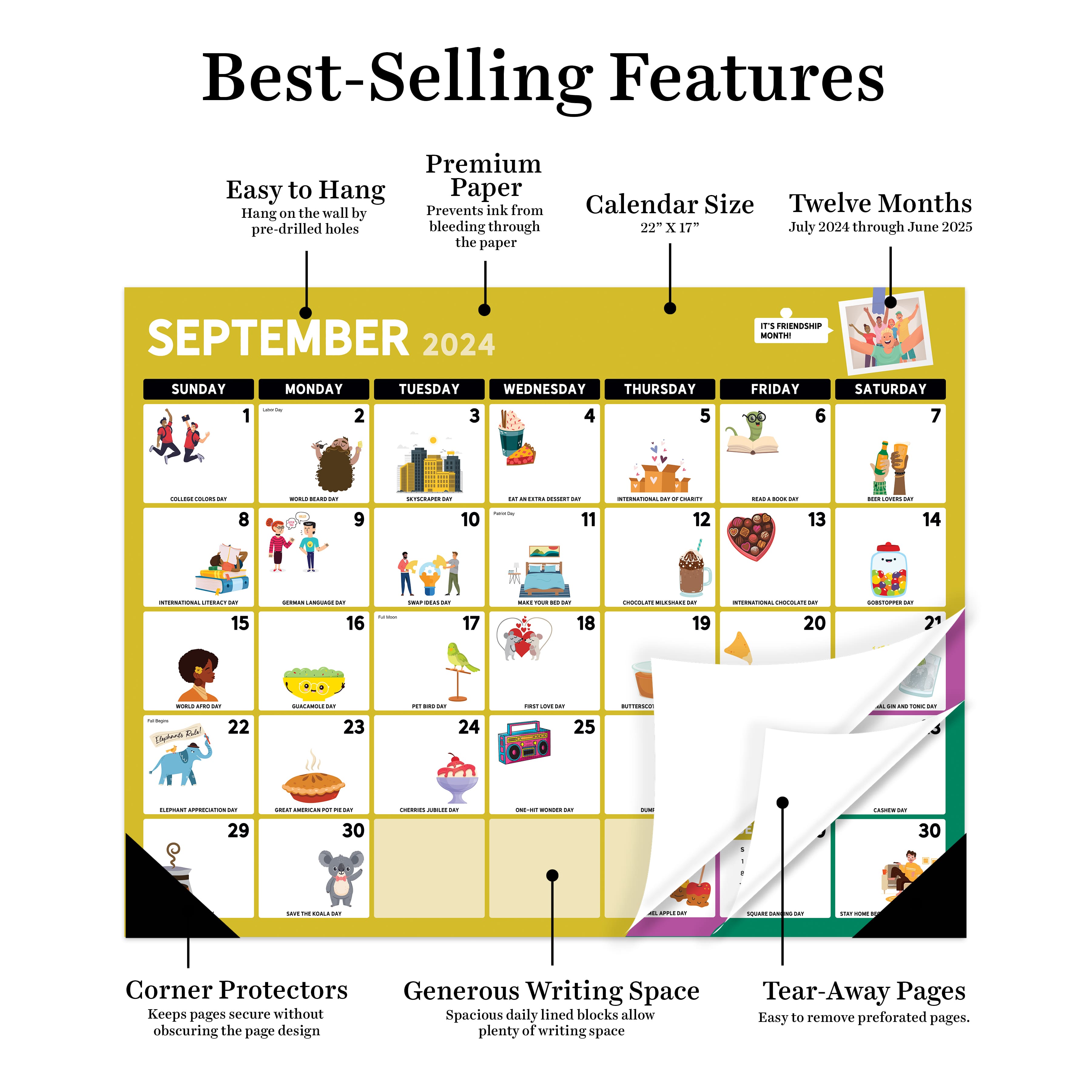 TF Publishing 2024-2025 Large Every Day's a Holiday Desk Pad Calendar