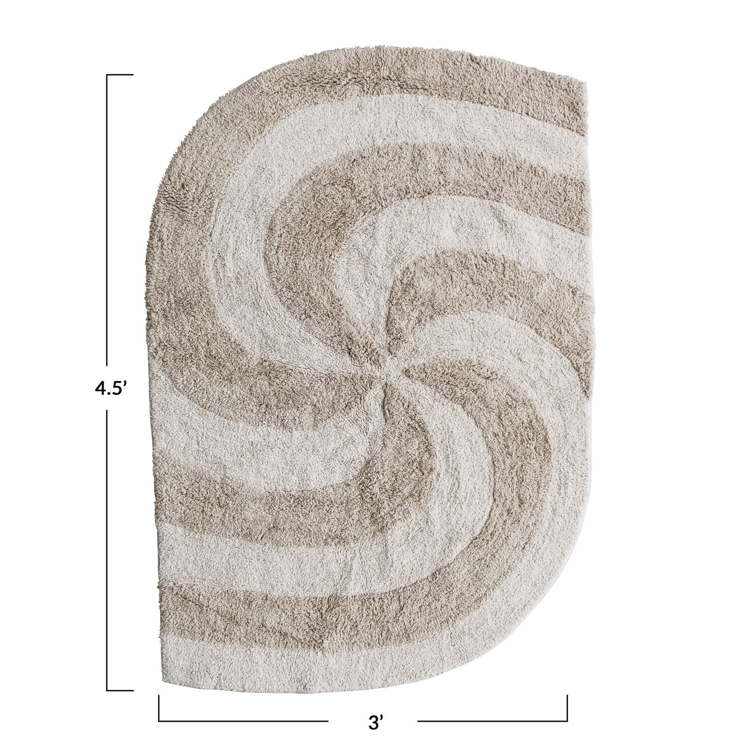 Hello Honey&#xAE; 3ft. x 4.5ft. Tan &#x26; Beige Spiral Cotton Tufted Rug