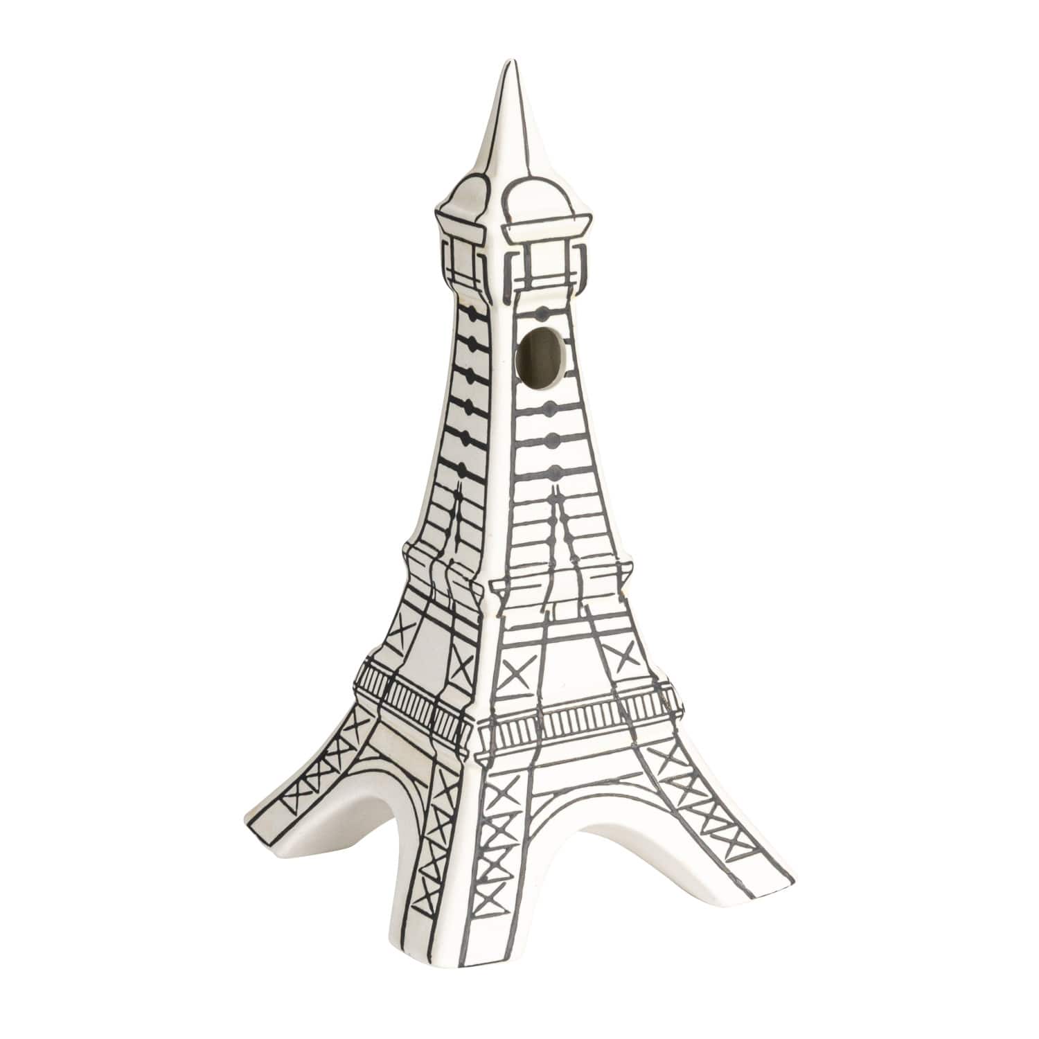 Hello Honey® 11.7" White & Black Decorative Stoneware Eiffel Tower Vase