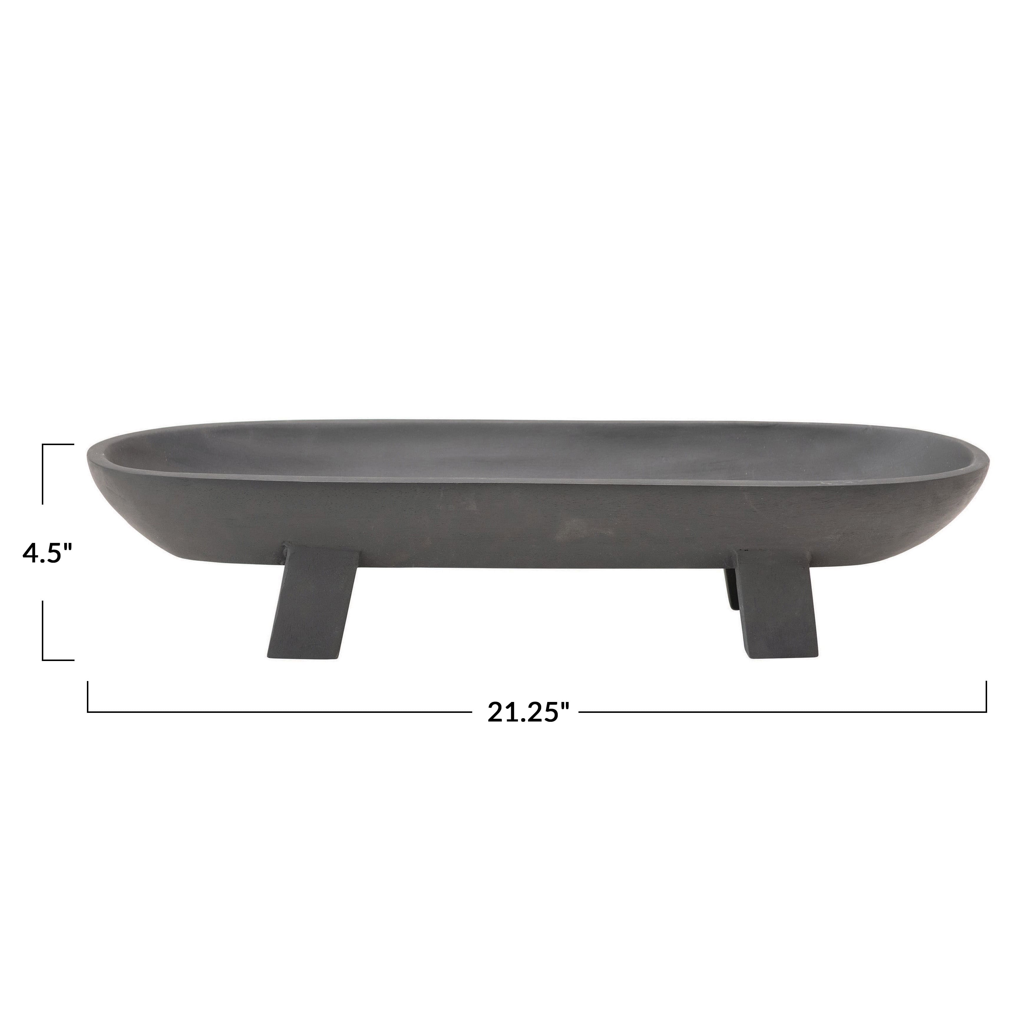 Hello Honey® 21" Black Mango Wood Footed Tray