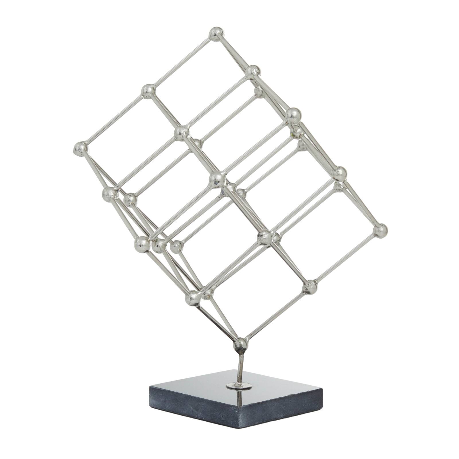 Silver Marble Modern Sculpture, 12&#x22; x 9&#x22; x 10&#x22;