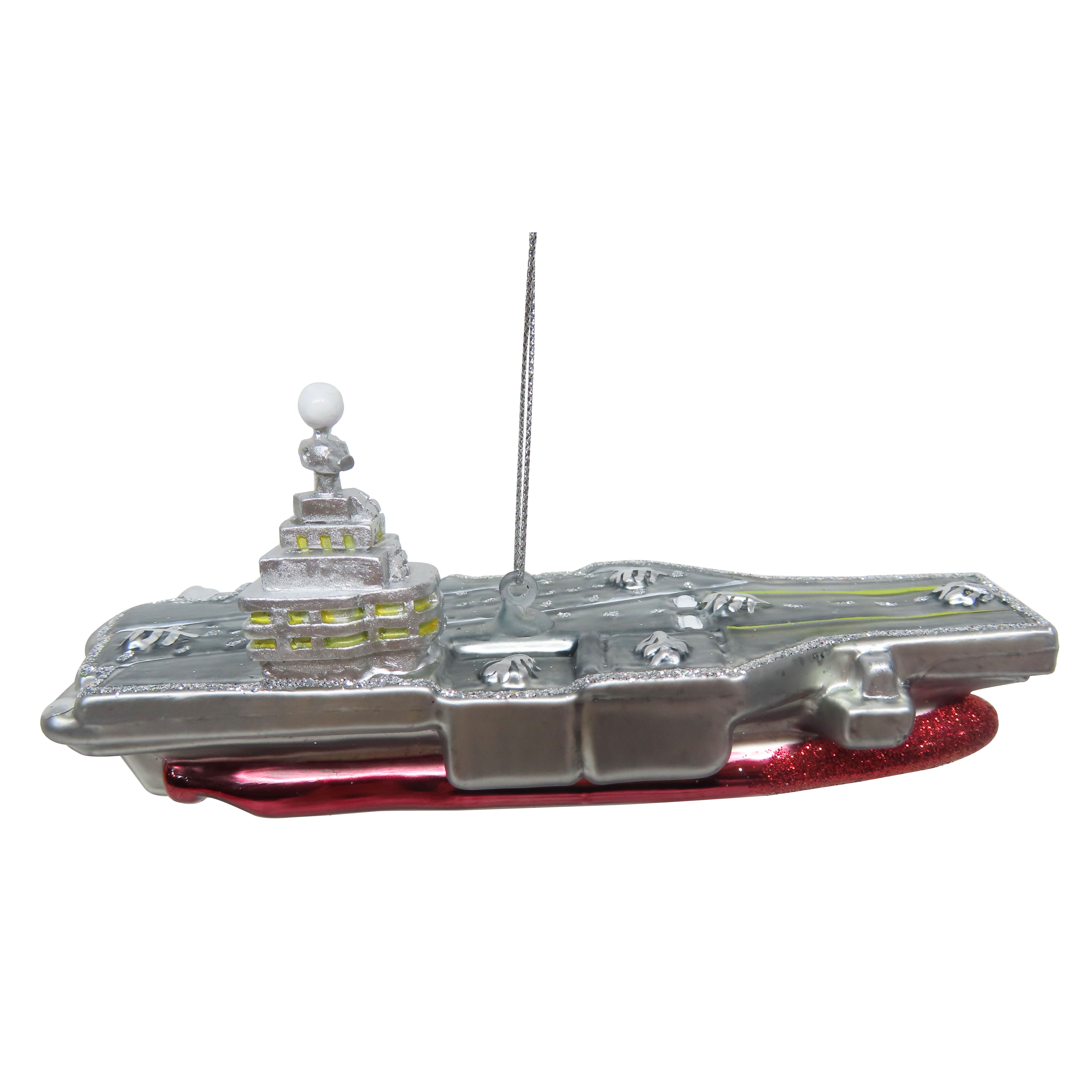 5.75" Glass Aircraft Carrier Ornament by Ashland®