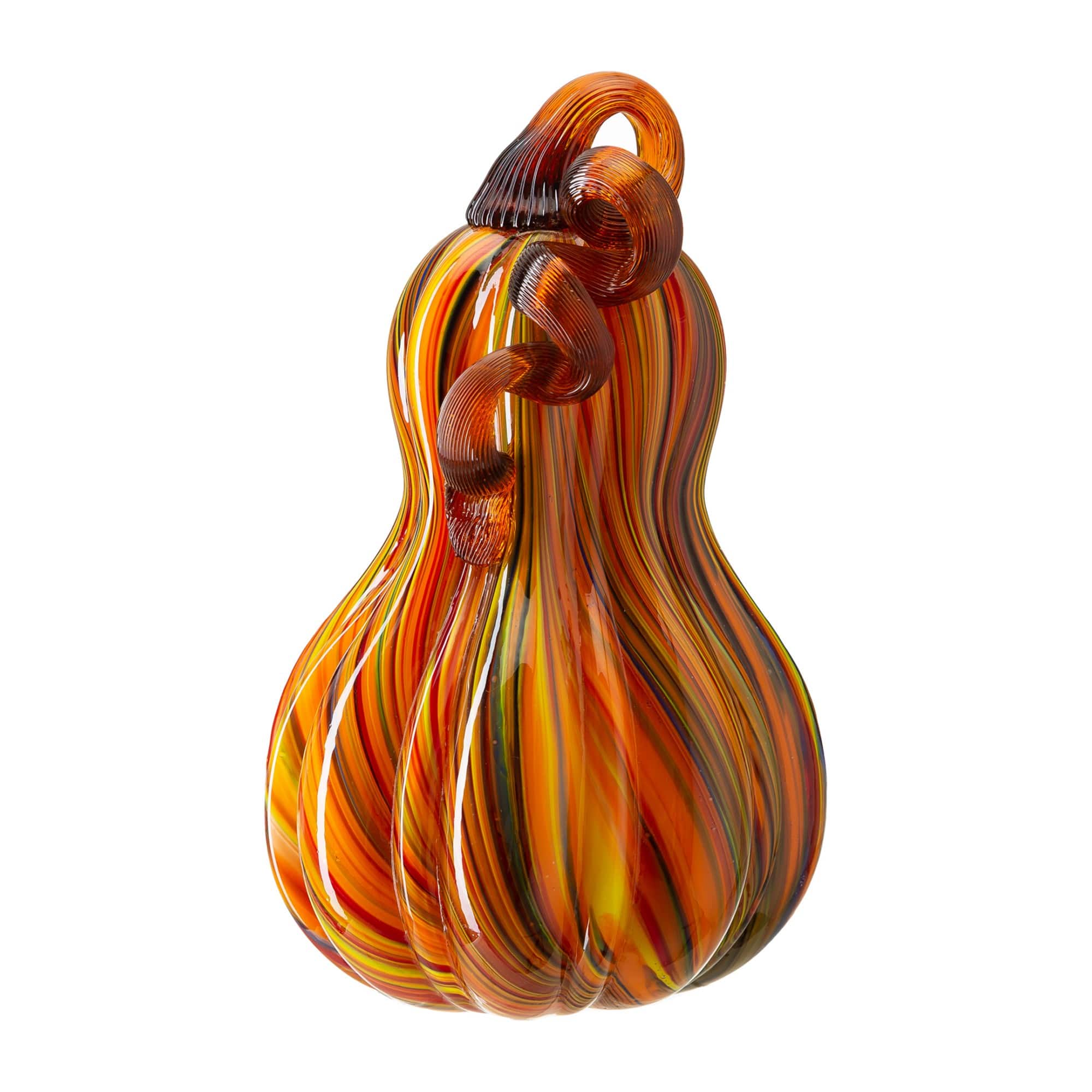 Glitzhome® Multi Striped Glass Pumpkin & Gourd Set