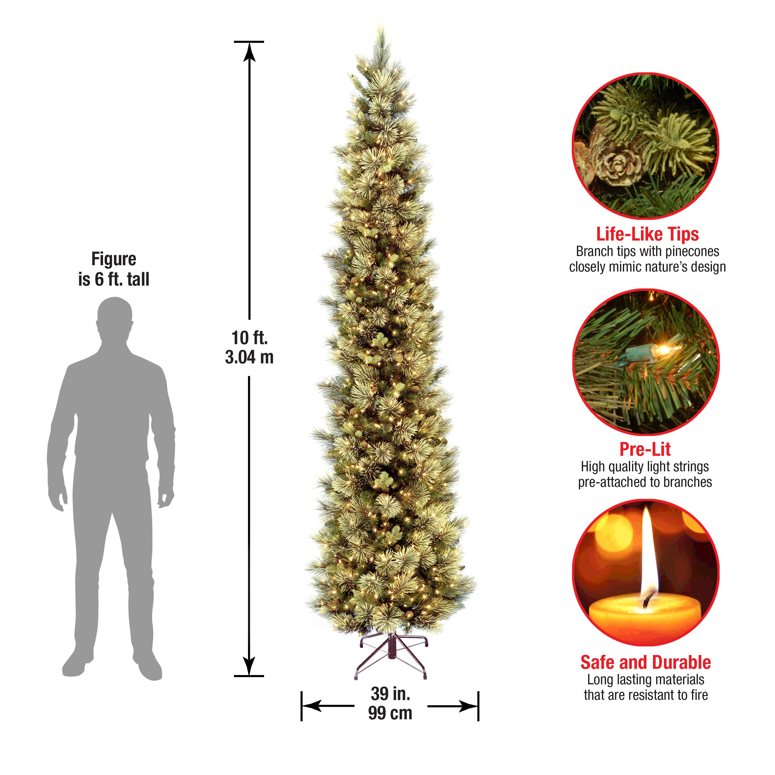 10ft. Pre-Lit Carolina Pine Artificial Christmas Tree, Clear Lights