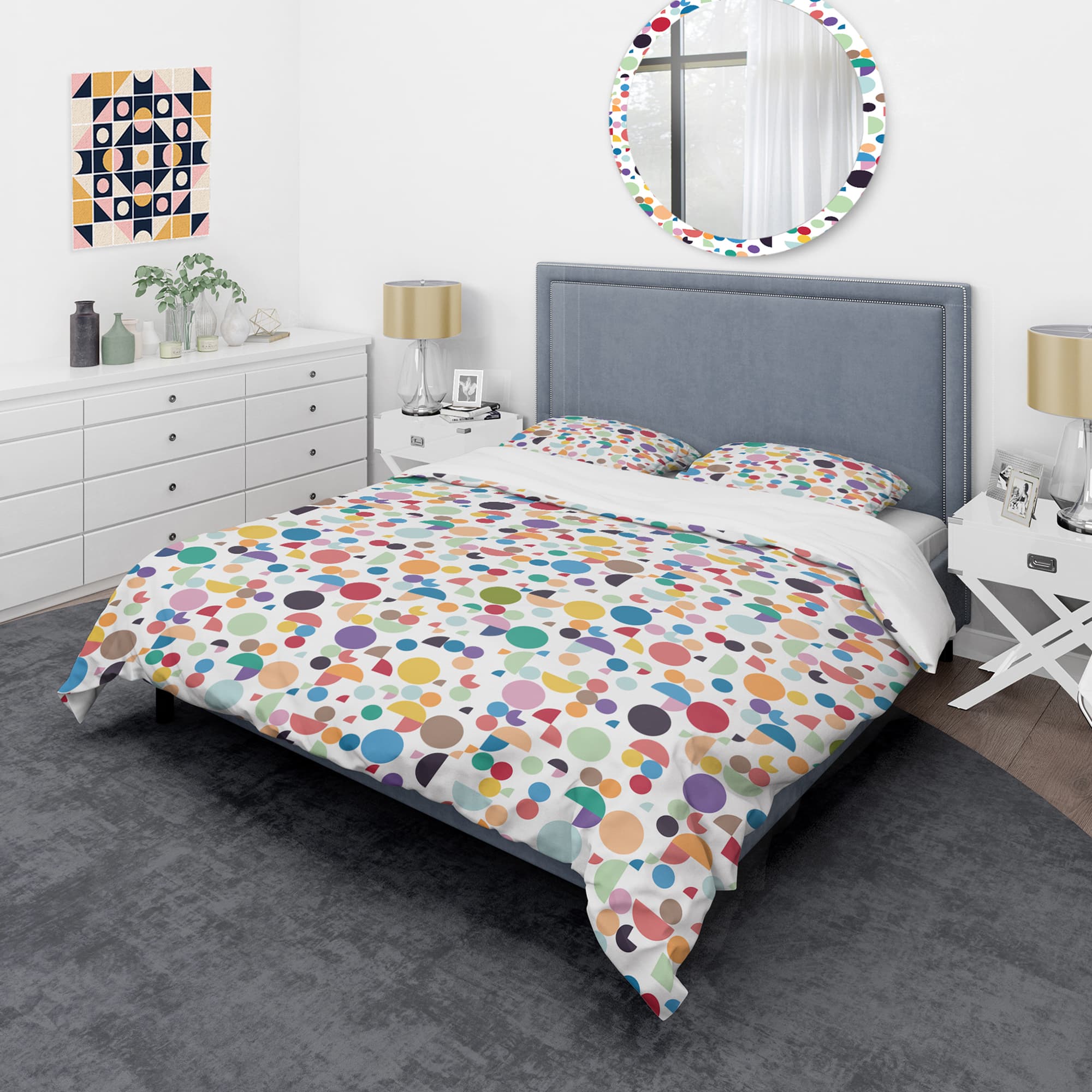 Designart 'Retro Abstract Geometric Pattern' Mid-Century Modern Bedding Set - Duvet Cover & Shams