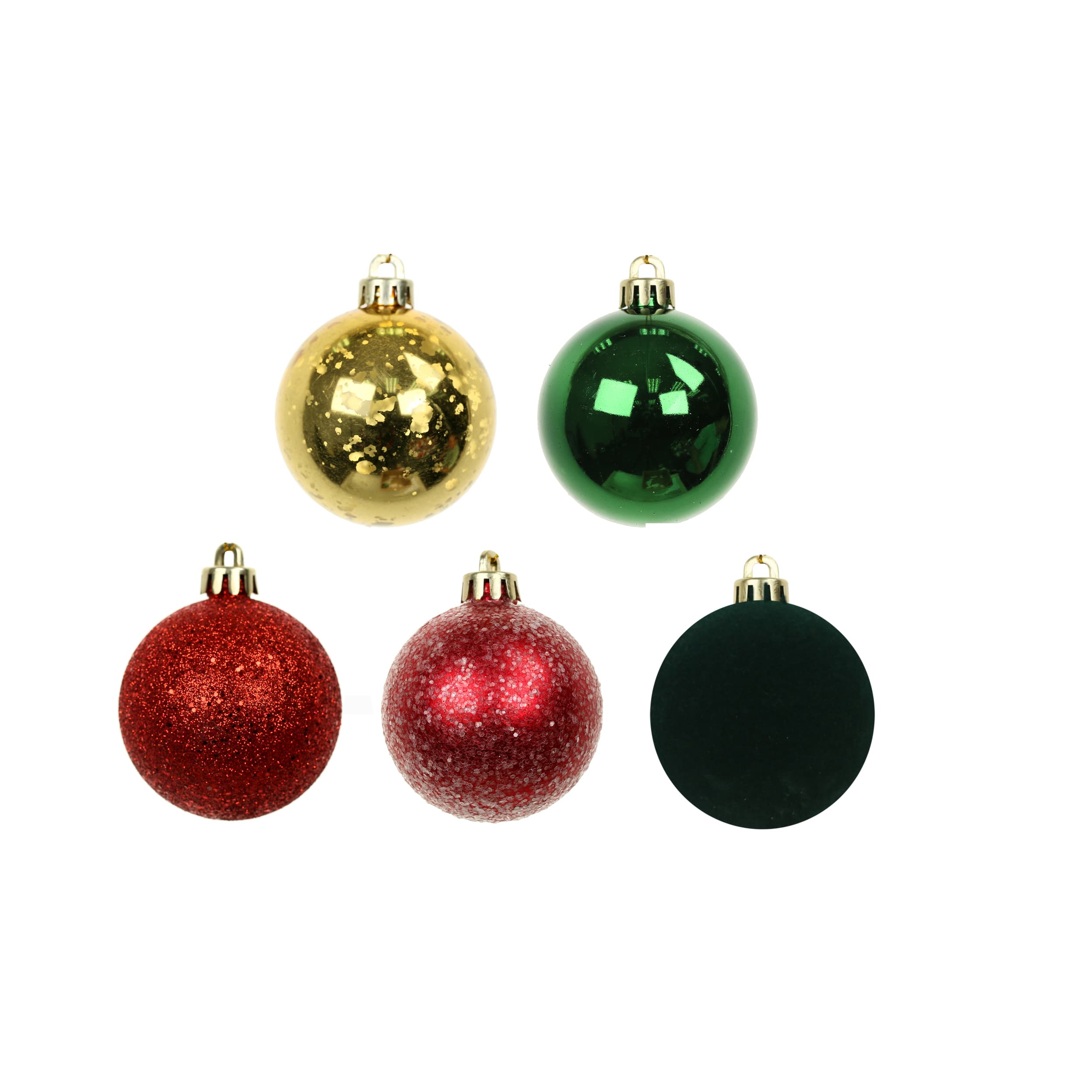 5 Pack 2.2&#x22; Red, Green &#x26; Gold Shatterproof Ball Ornaments by Ashland&#xAE;